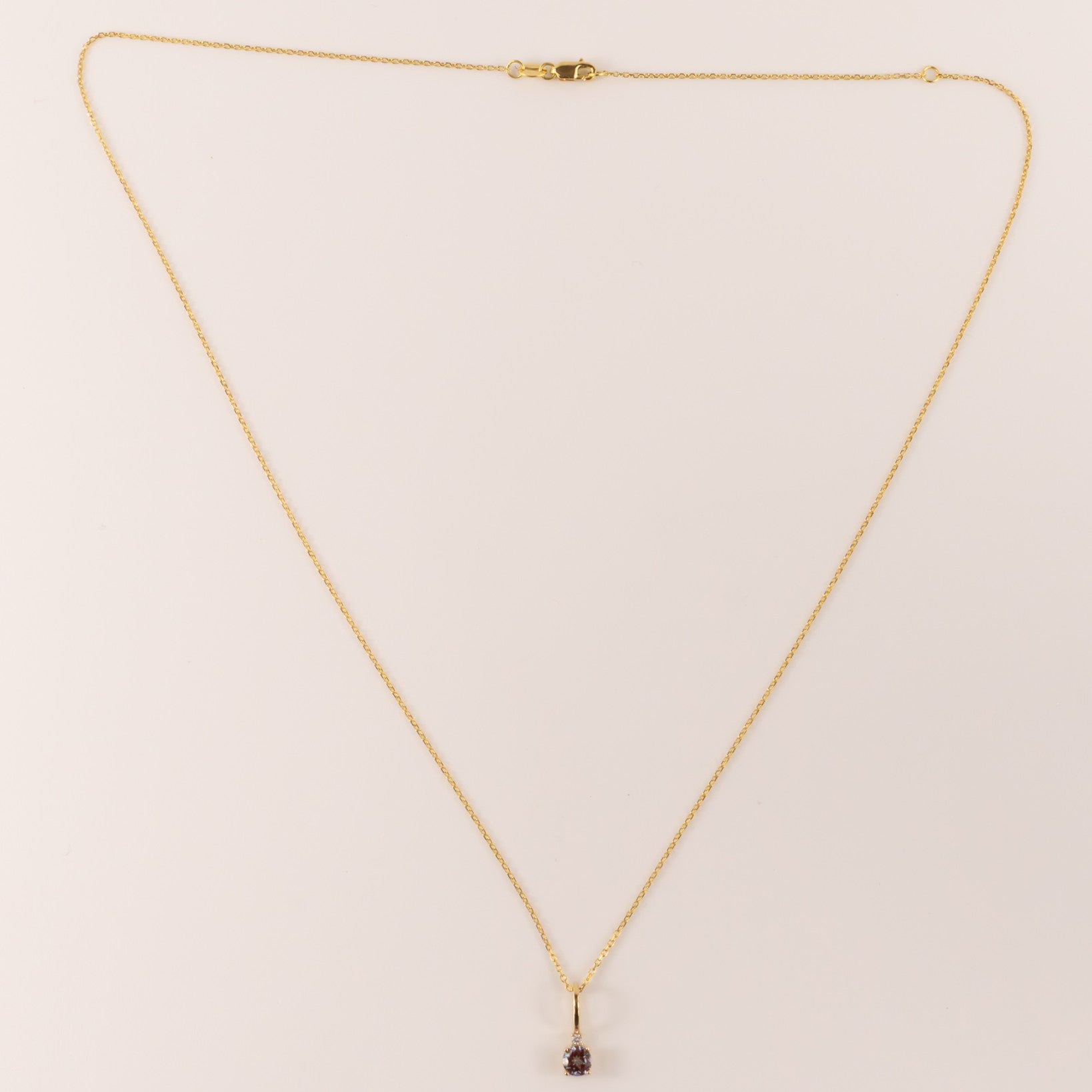 14KYG Lab Grown Alexandrite with Diamond Accent Necklace