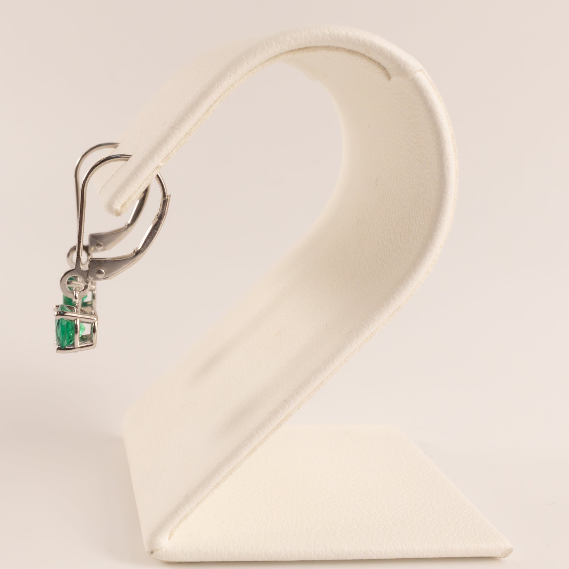 14KWG Emerald Round Dangle Leverback Earrings