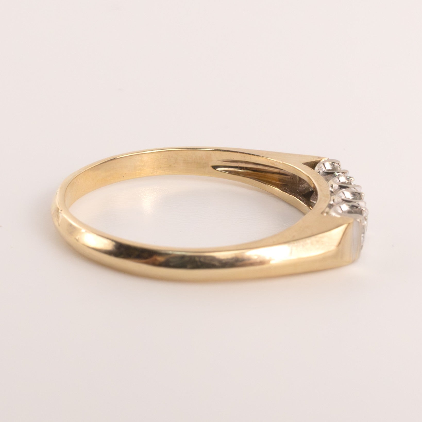 14K Two-Tone Vintage Diamond 4-Stone Wedding Band
