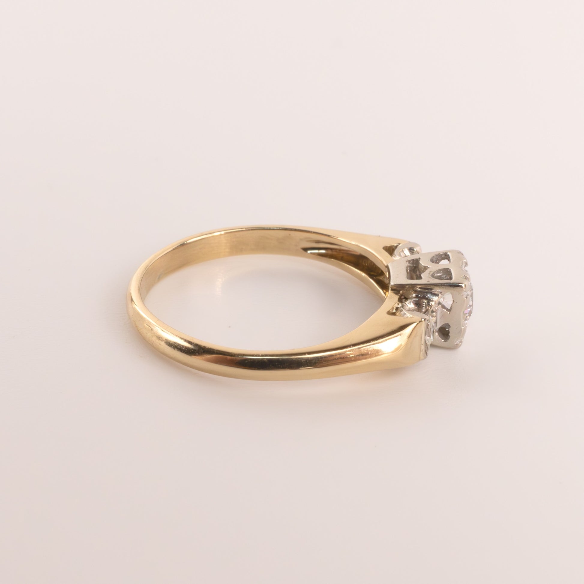 14K Two-Tone Vintage 3-Stone Engagement Ring