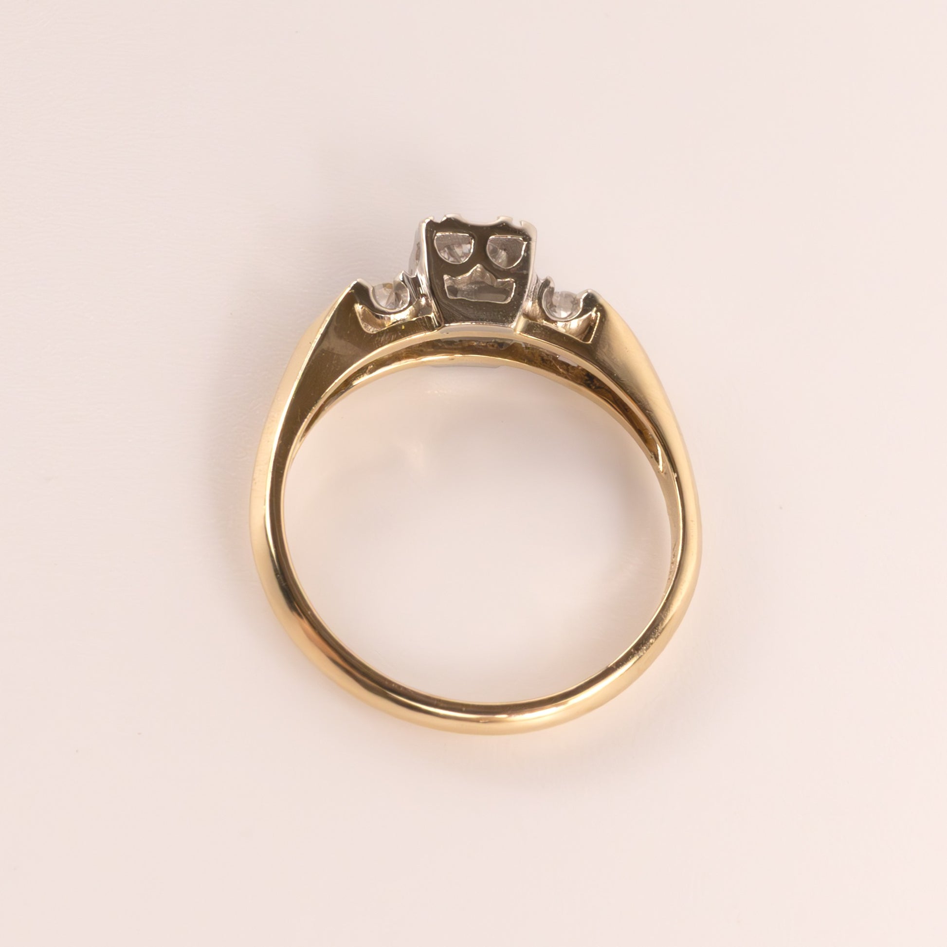 14K Two-Tone Vintage 3-Stone Engagement Ring