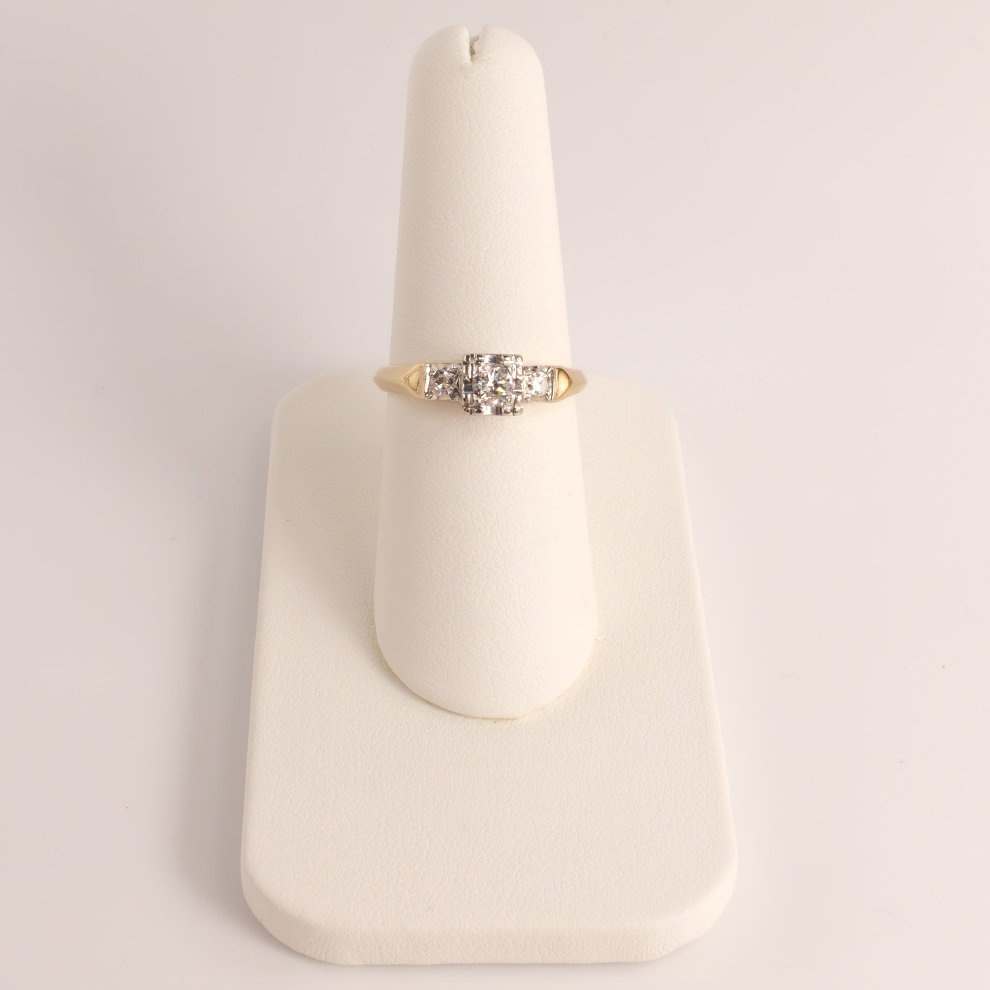 14K Two-Tone Vintage 3-Stone Engagement Ring