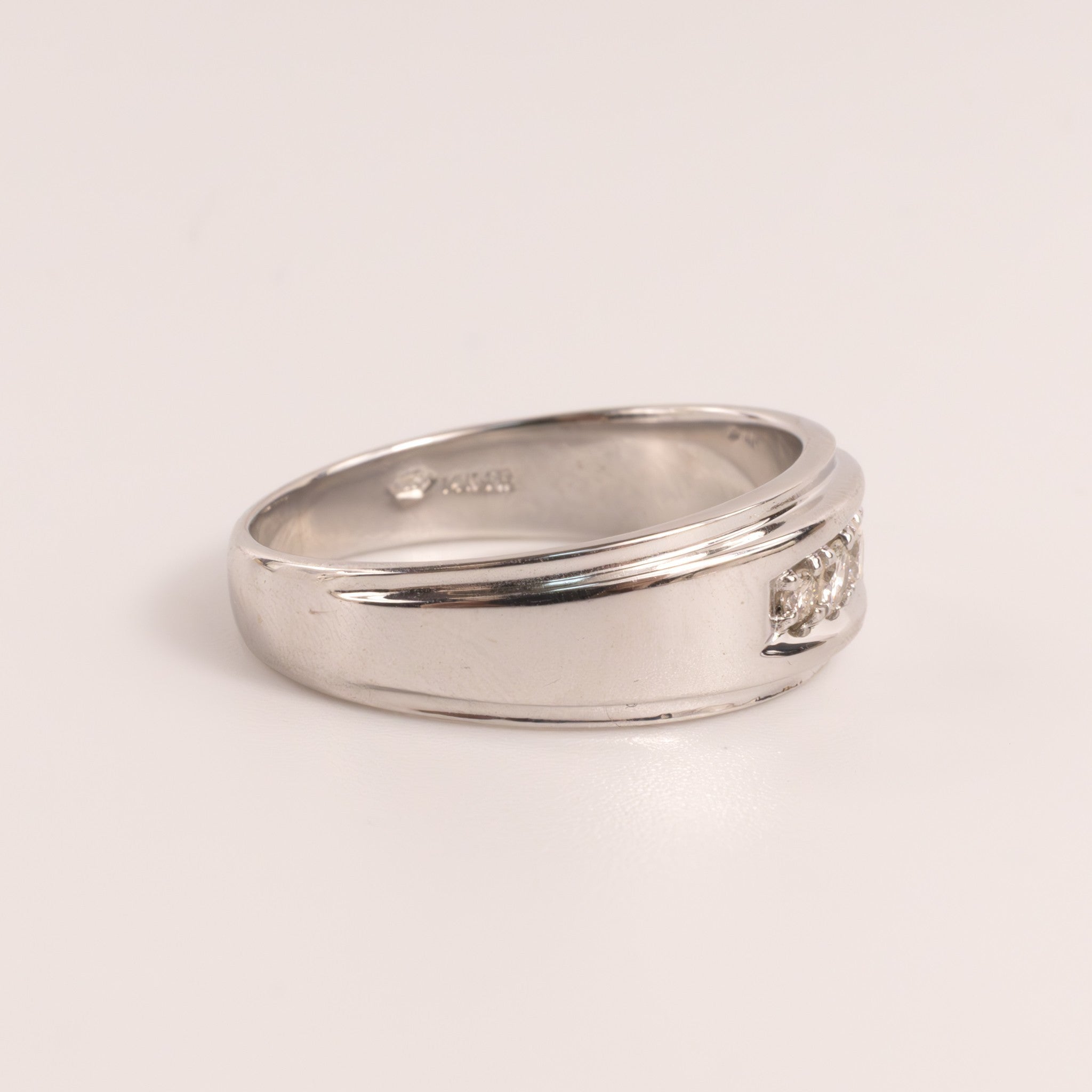 14KWG Vintage 5-Stone Mens Diamond Band