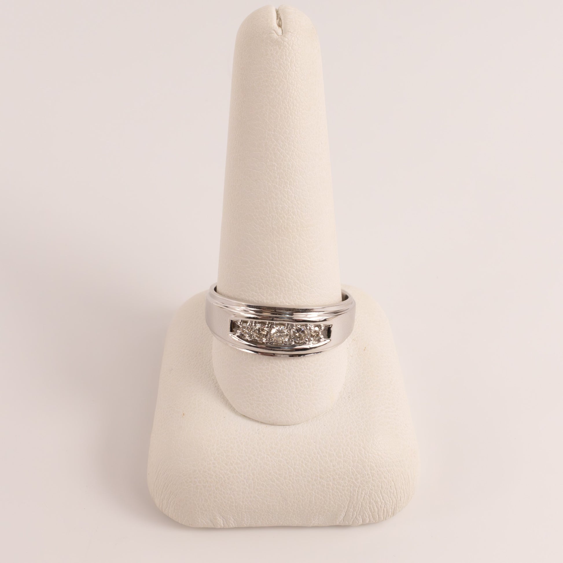14KWG Vintage 5-Stone Mens Diamond Band