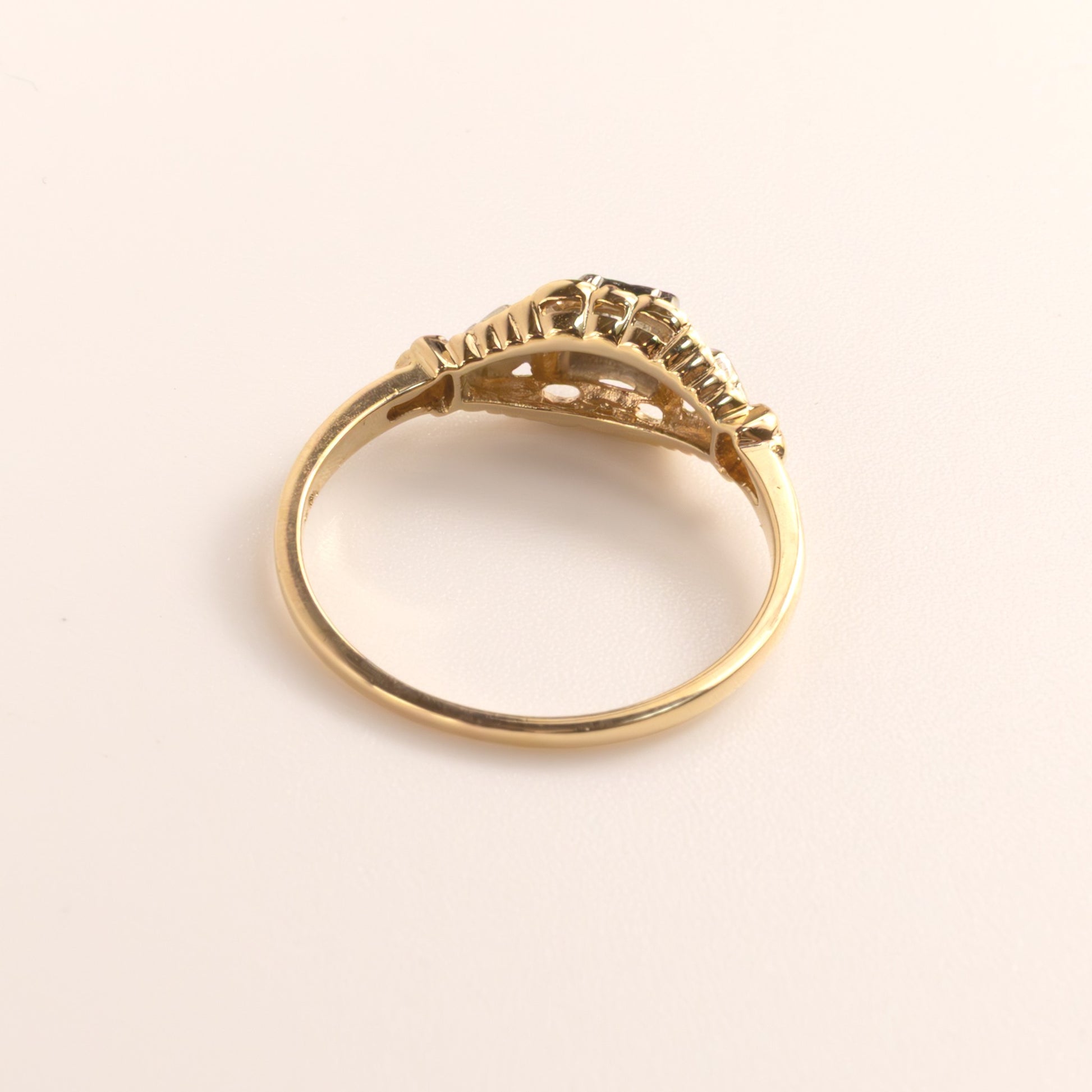 14K Two-Tone Antique Old Mine Diamond 0.04ct Engagement Ring
