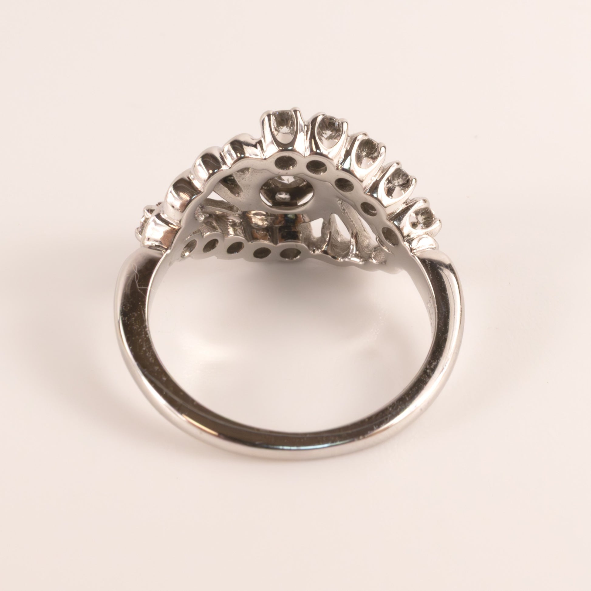 18KWG Vintage Diamond 15-Stone Organic Cocktail Ring
