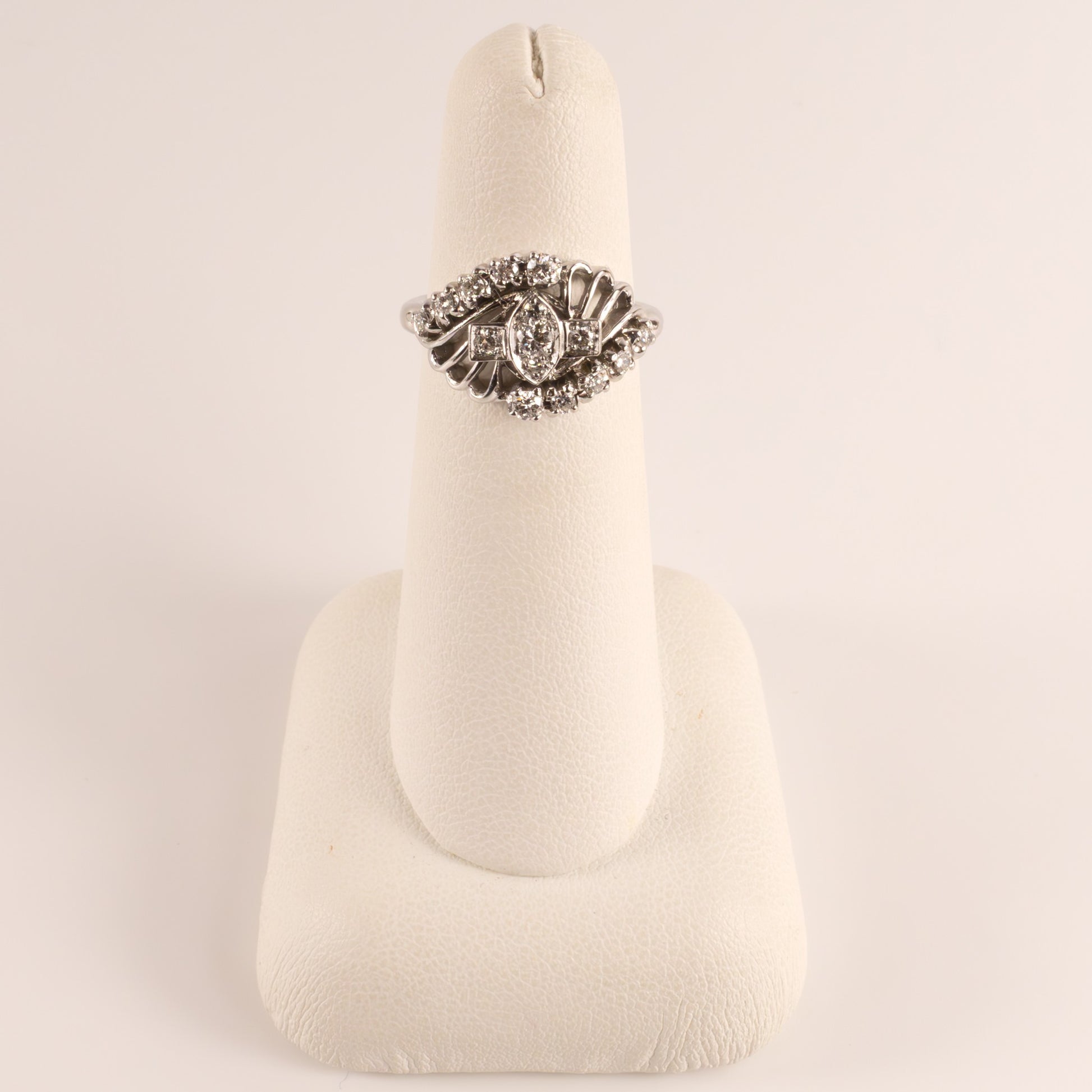 18KWG Vintage Diamond 15-Stone Organic Cocktail Ring