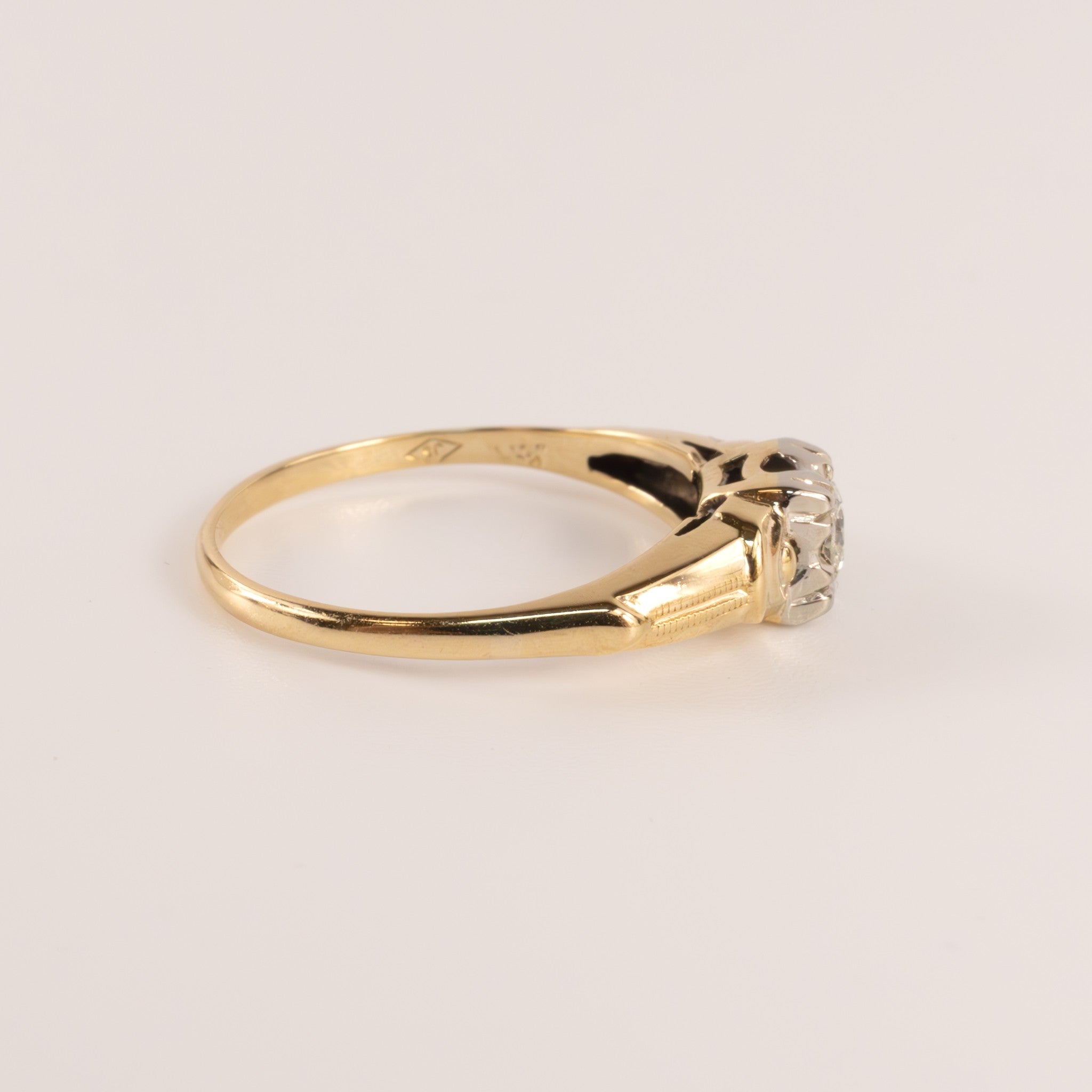 14K Two-Tone Vintage Diamond 0.15ct Engagement Ring