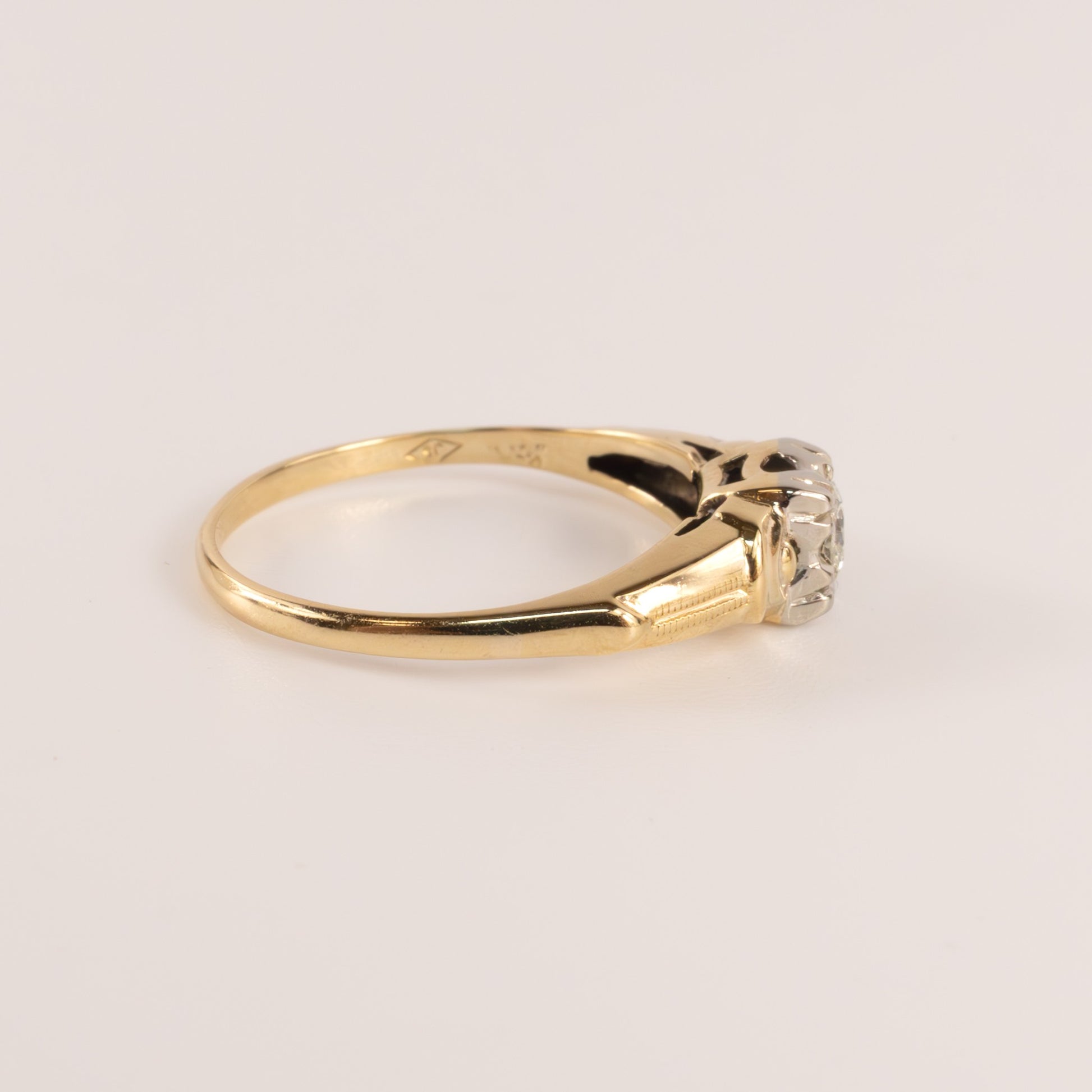 14K Two-Tone Vintage Diamond 0.15ct Engagement Ring