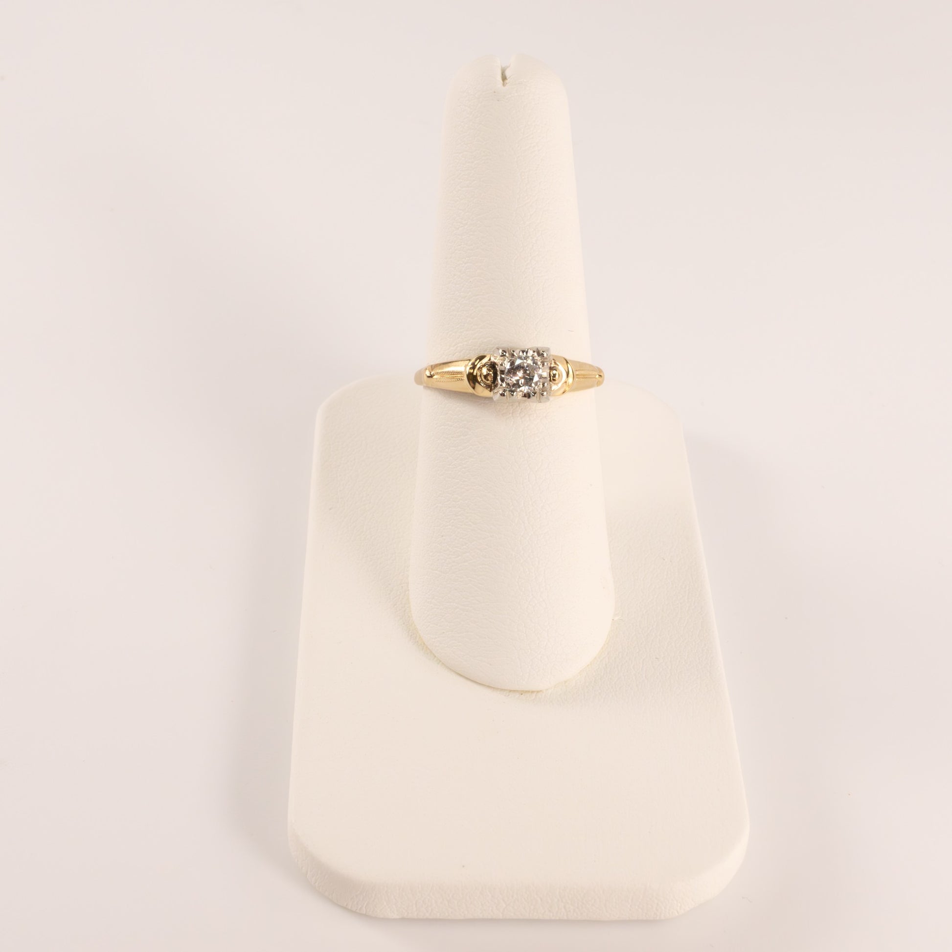 14K Two-Tone Vintage Diamond 0.15ct Engagement Ring