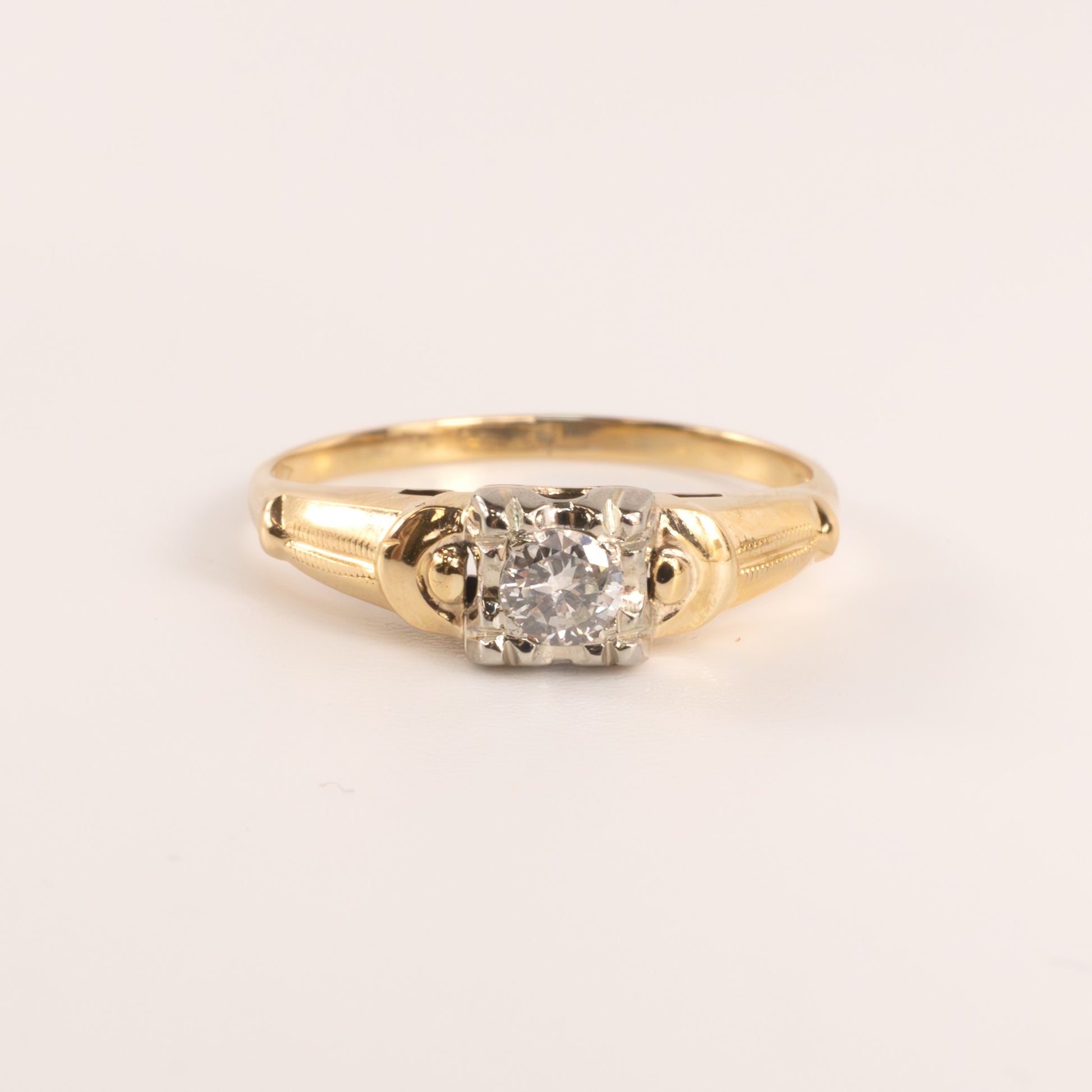 14K Two-Tone Vintage Diamond 0.15ct Engagement Ring