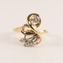 10K Two-Tone Vintage Diamond Twist Leaf Cocktail Ring