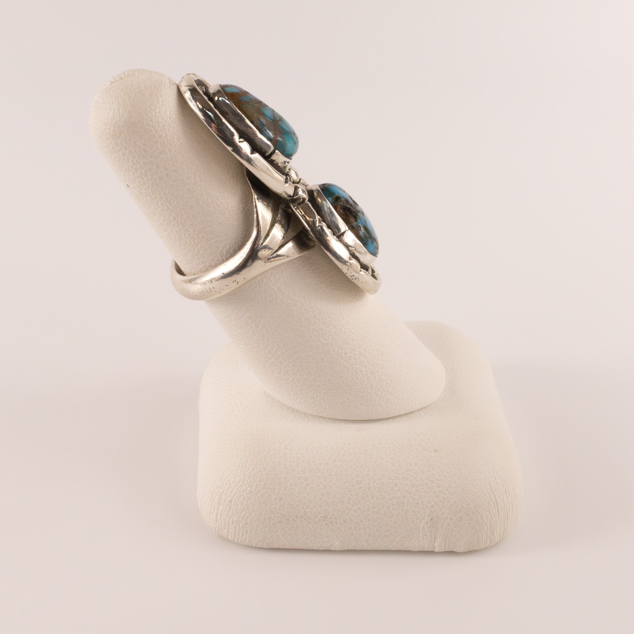 Sterling Silver Turquoise Two-Stone Split Shank Ring