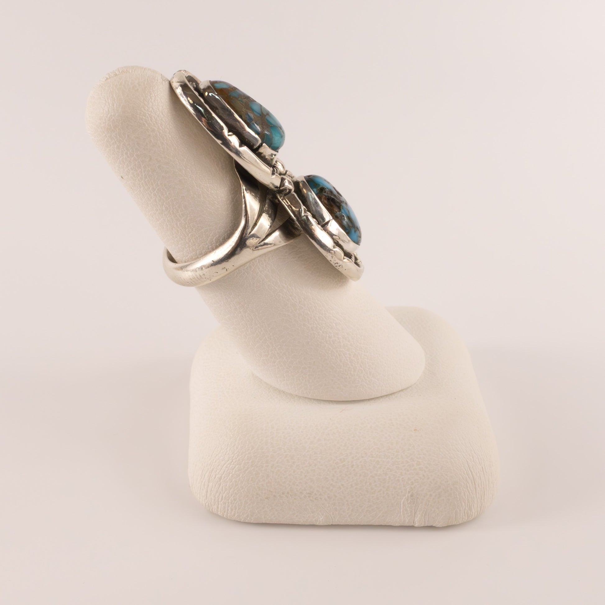 Sterling Silver Turquoise Two-Stone Split Shank Ring