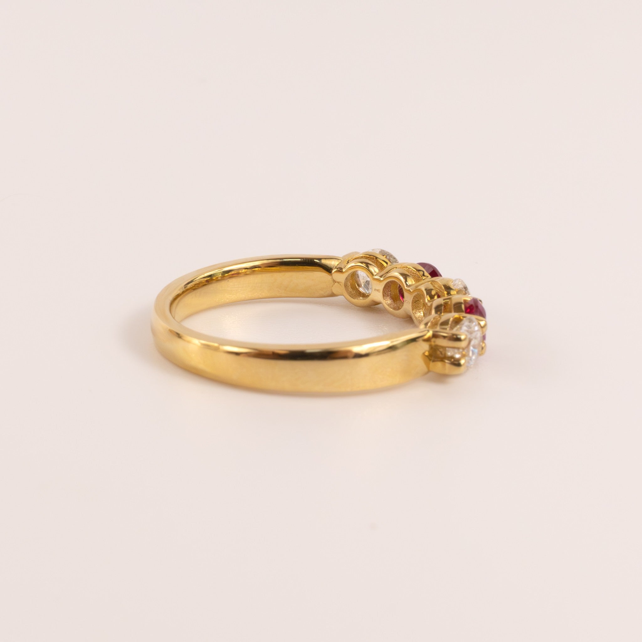 14KYG Ruby and Diamond 5-Stone Alternating Ring