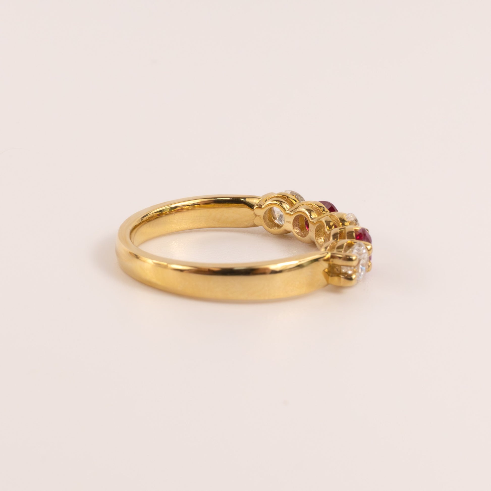 14KYG Ruby and Diamond 5-Stone Alternating Ring