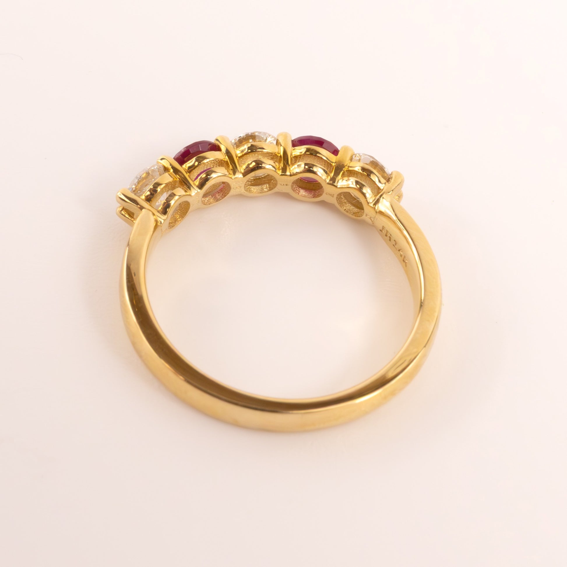 14KYG Ruby and Diamond 5-Stone Alternating Ring