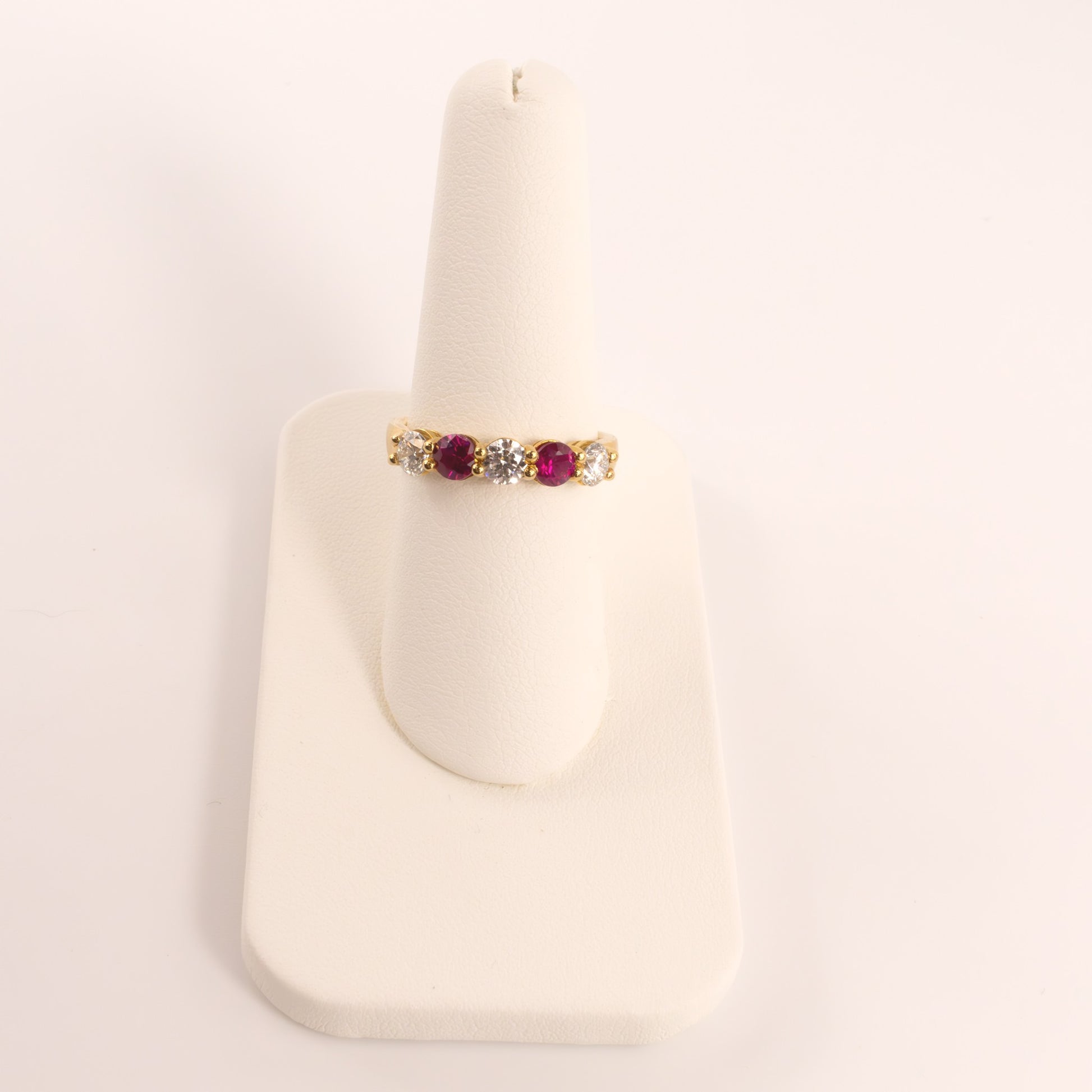 14KYG Ruby and Diamond 5-Stone Alternating Ring