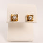 14KYG Vintage Diamond Square Frame Screwback Stud Earrings