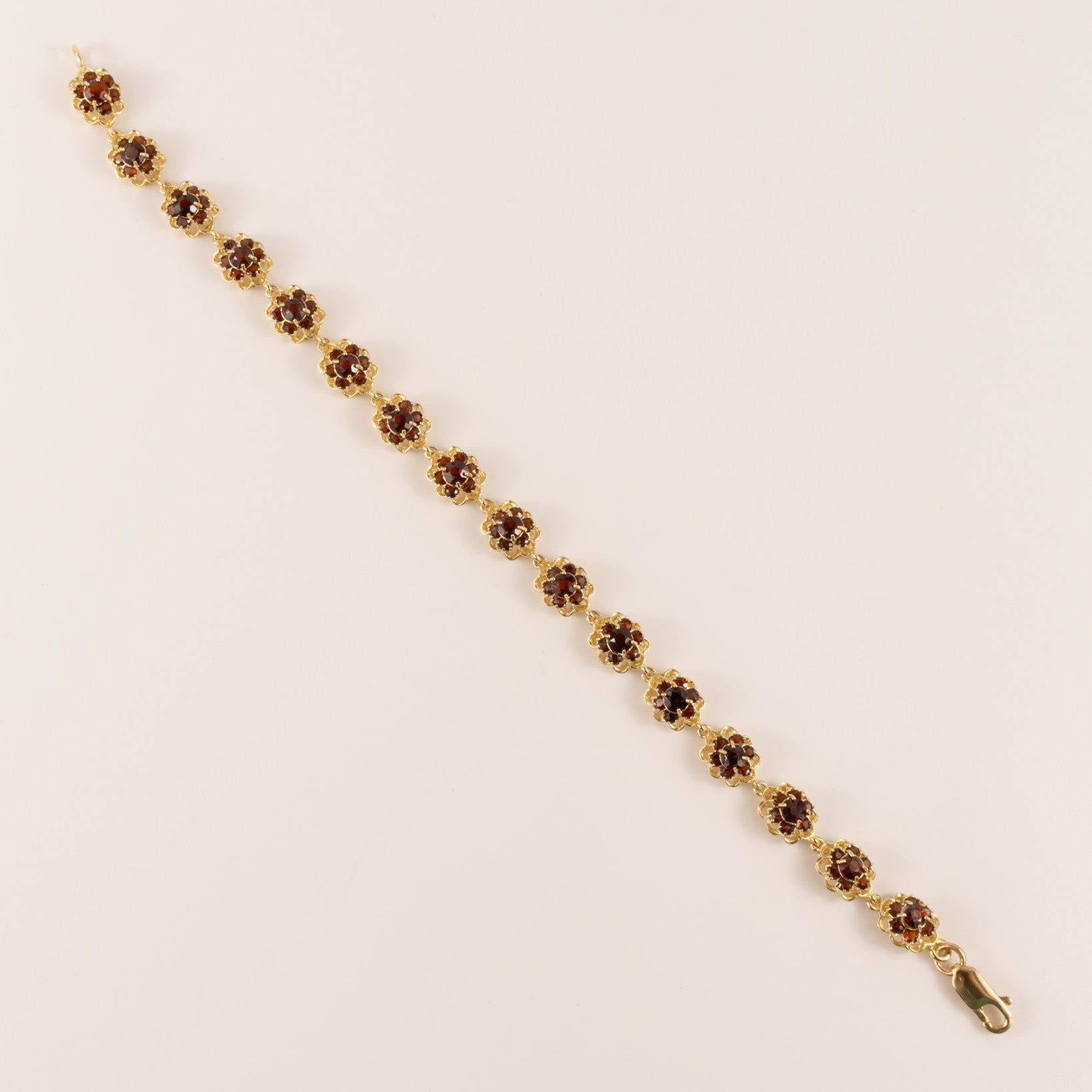 14KYG Garnet Flower Link Bracelet