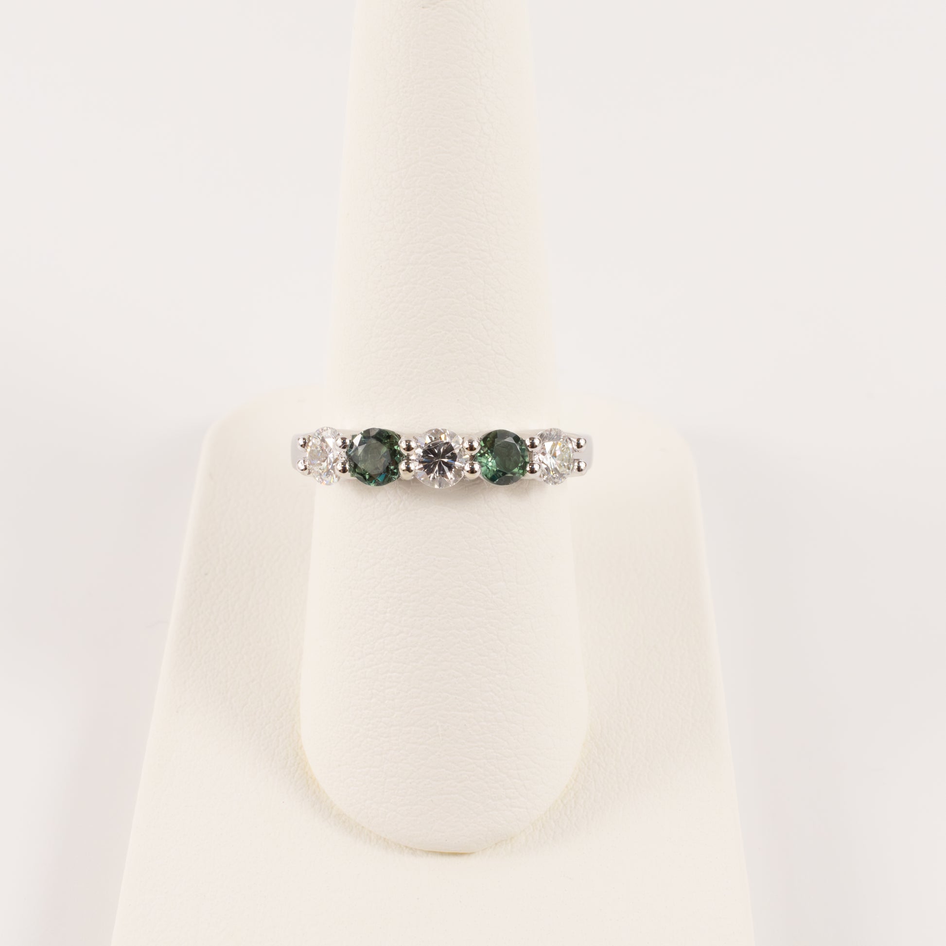 14KWG Alexandrite and Diamond Alternating Shared Prong Band