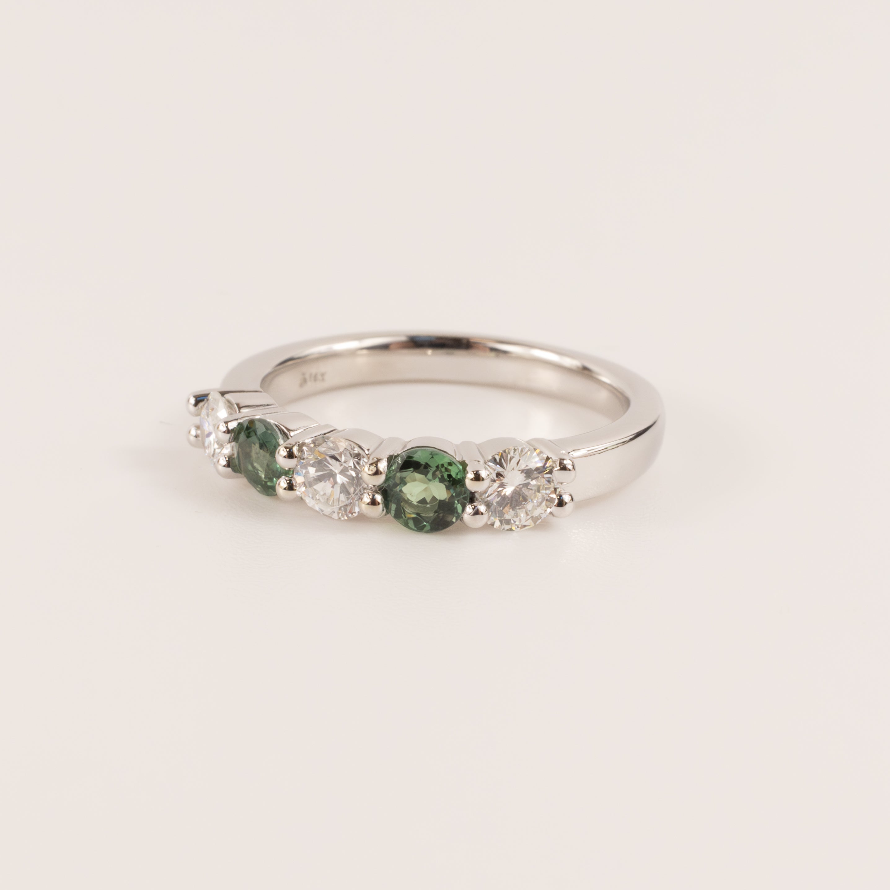 14KWG Alexandrite and Diamond Alternating Shared Prong Band