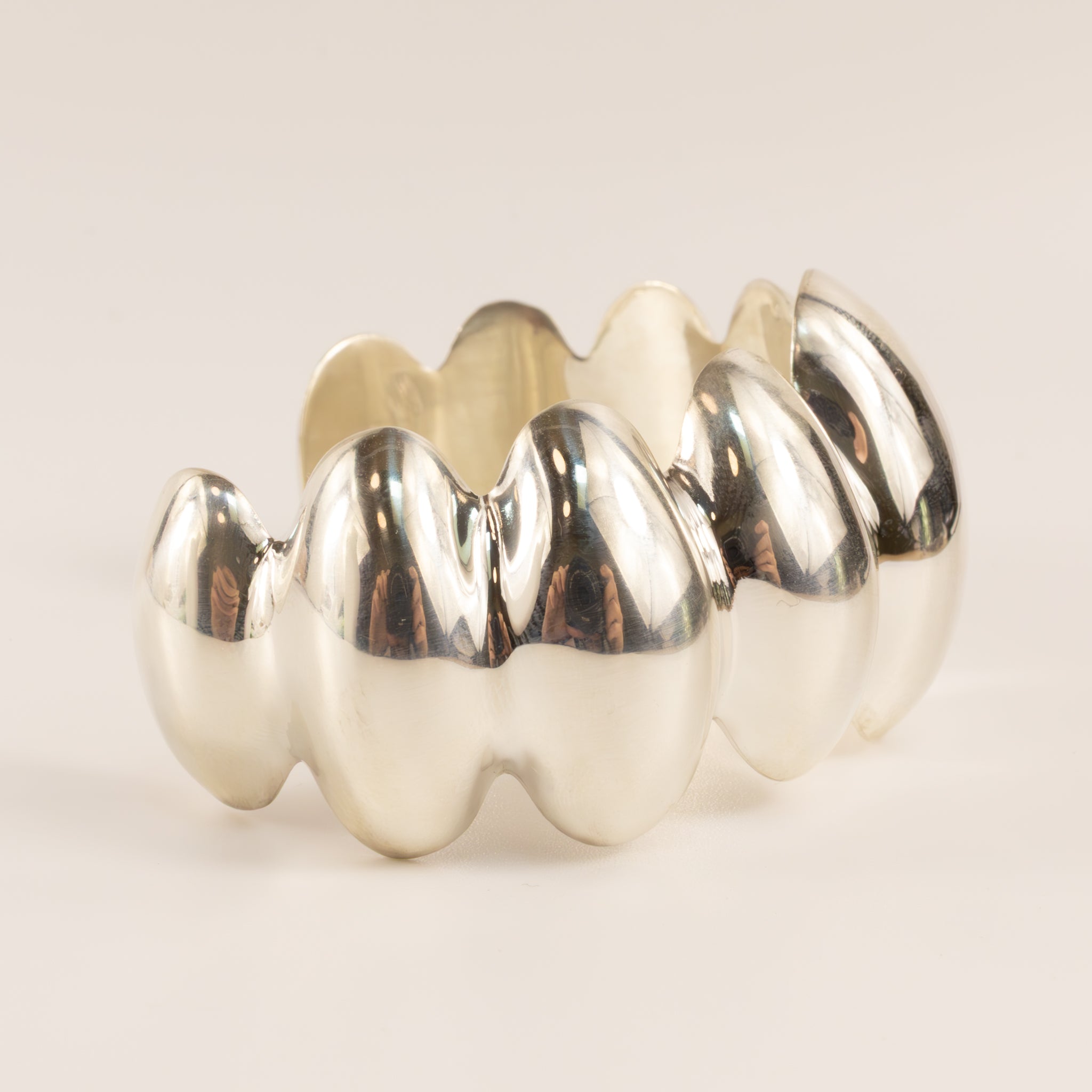 Sterling Silver Wavy Graduate Oval Cuff Bracelet