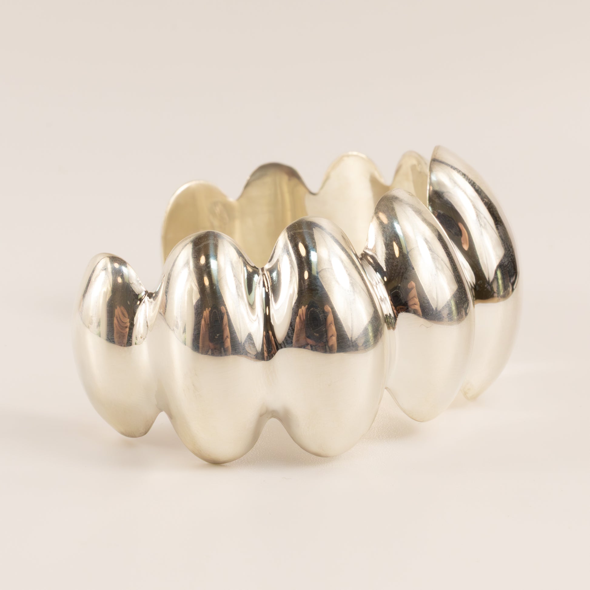 Sterling Silver Wavy Graduate Oval Cuff Bracelet