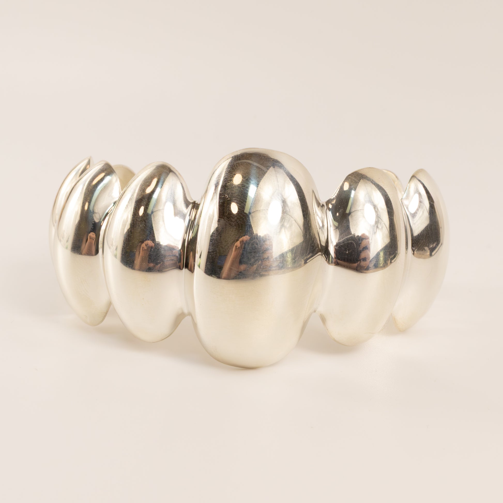 Sterling Silver Wavy Graduate Oval Cuff Bracelet