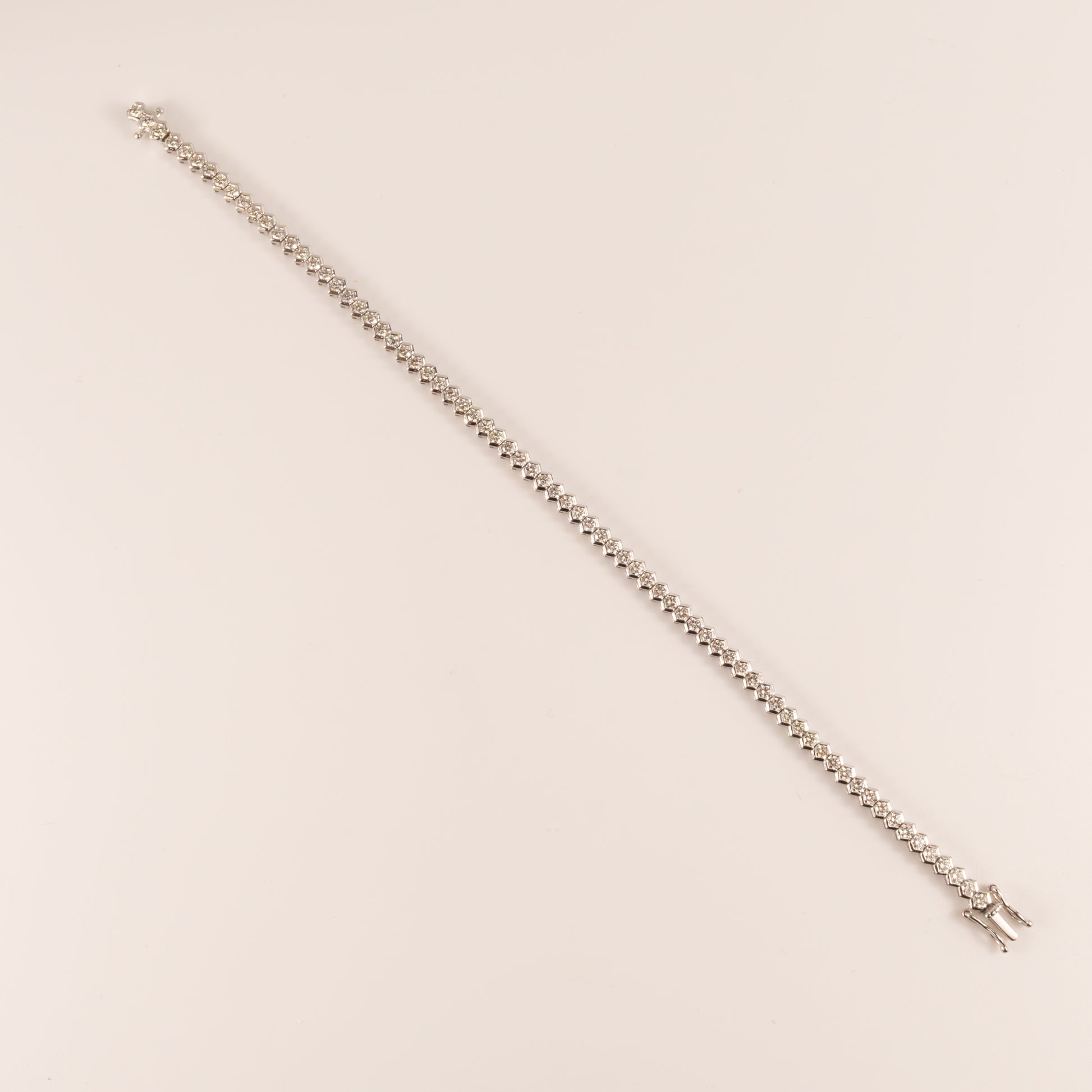 14KWG Diamond 3.11cttw Semi-Bezel Hexagon Tennis Bracelet