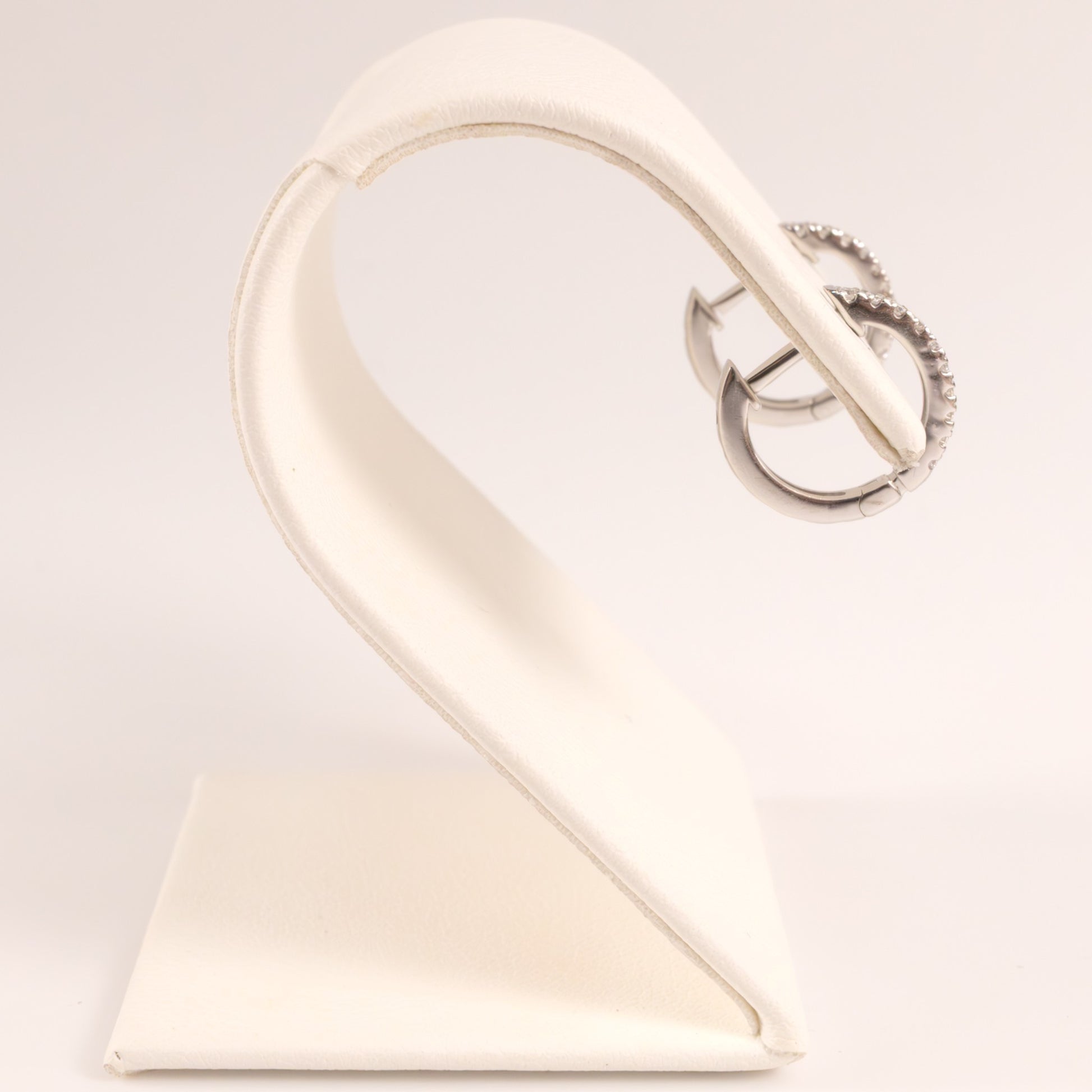 14KWG Diamond Huggie Hoop Earrings