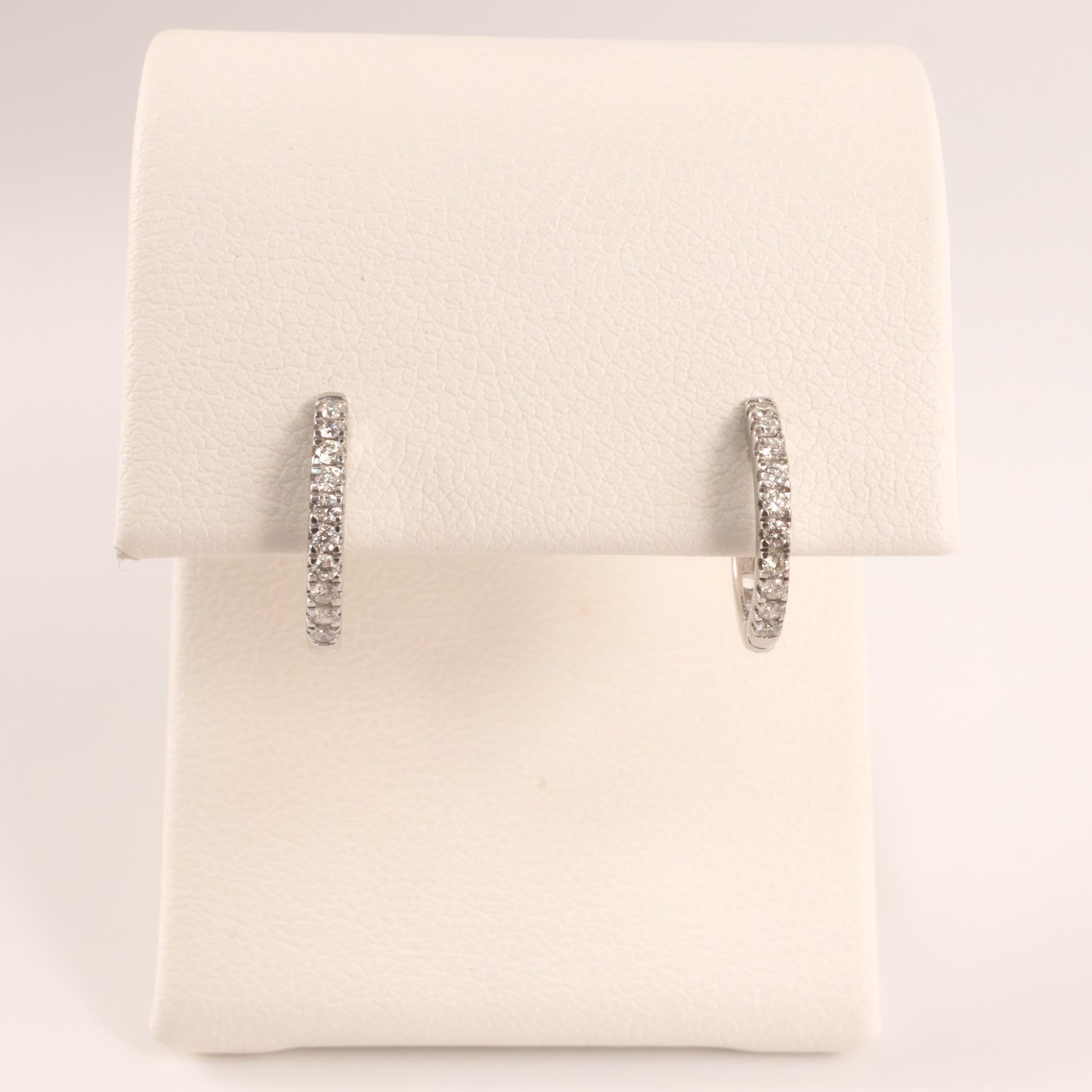 14KWG Diamond Huggie Hoop Earrings