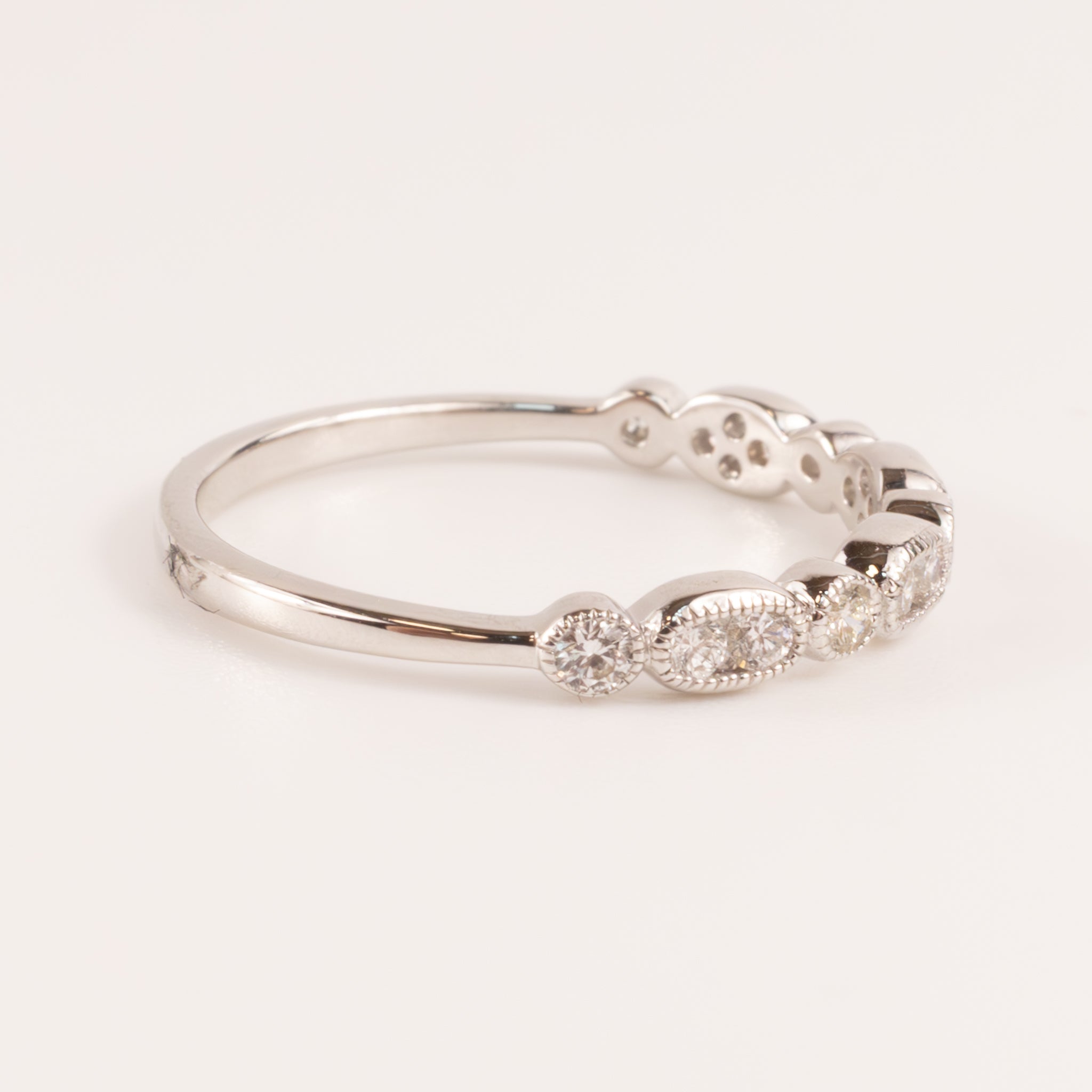 14KWG Bezel Set Engraved Stackable 0.31cttw Diamond Band