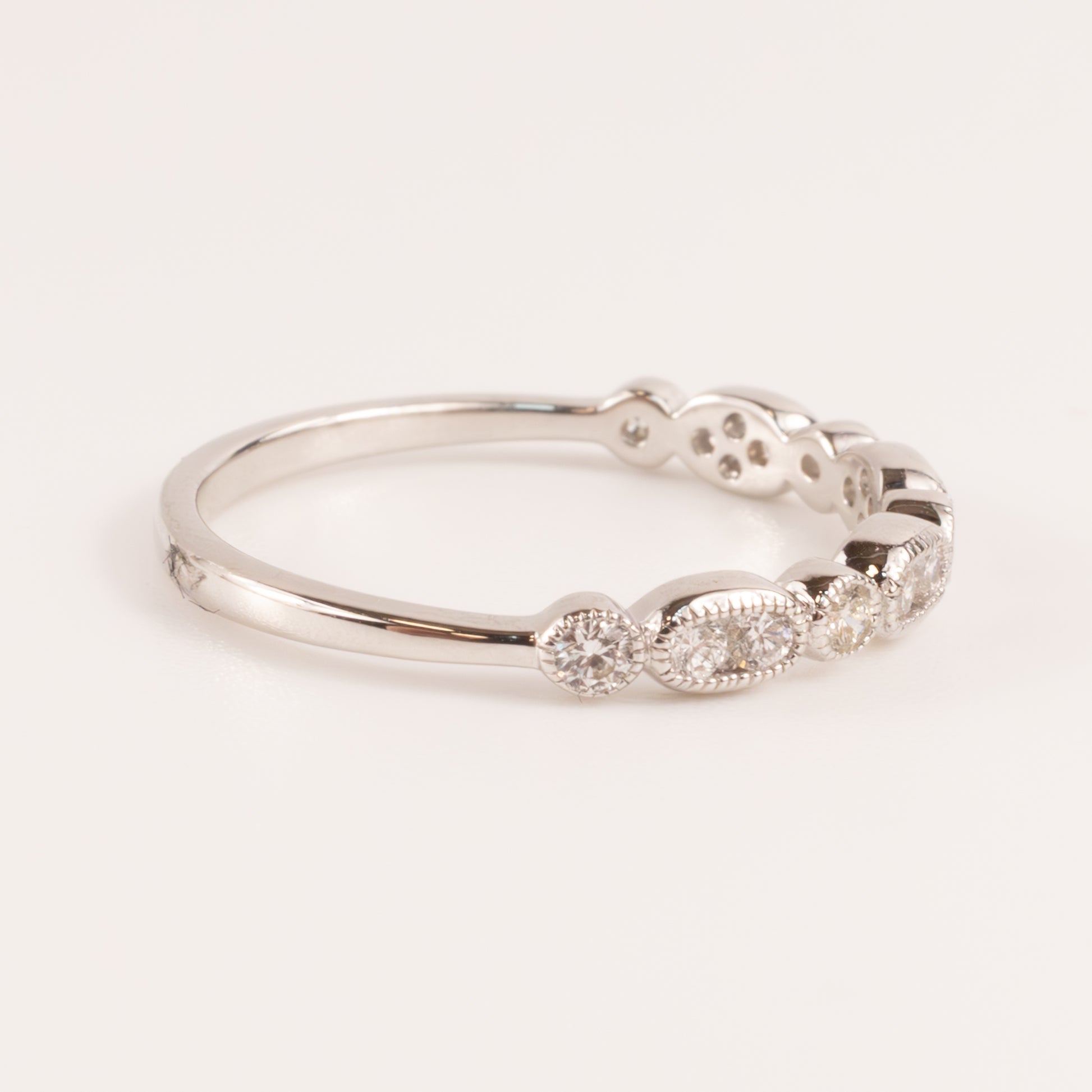 14KWG Bezel Set Engraved Stackable 0.31cttw Diamond Band