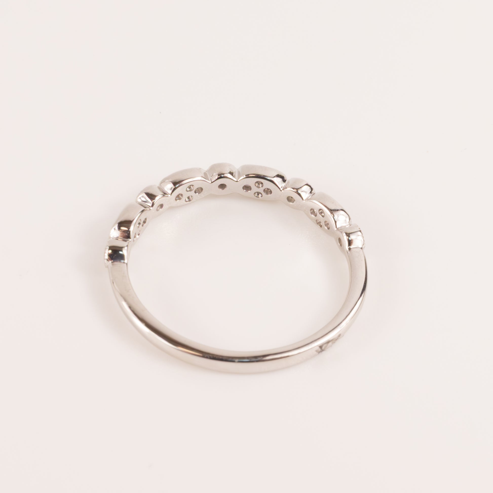 14KWG Bezel Set Engraved Stackable 0.31cttw Diamond Band