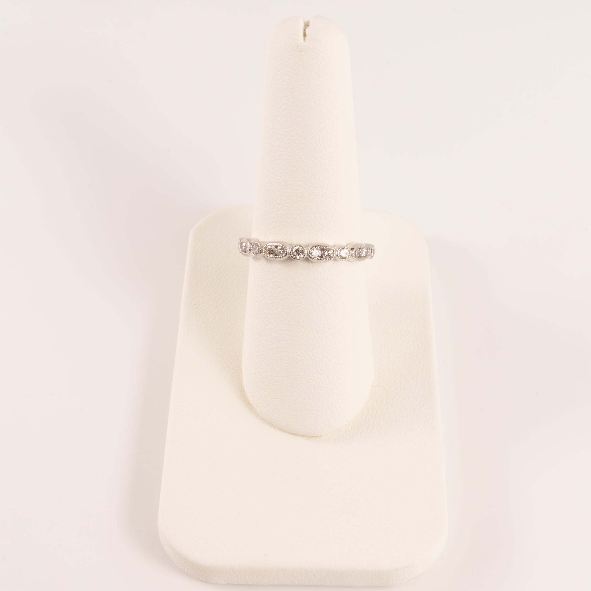 14KWG Bezel Set Engraved Stackable 0.31cttw Diamond Band