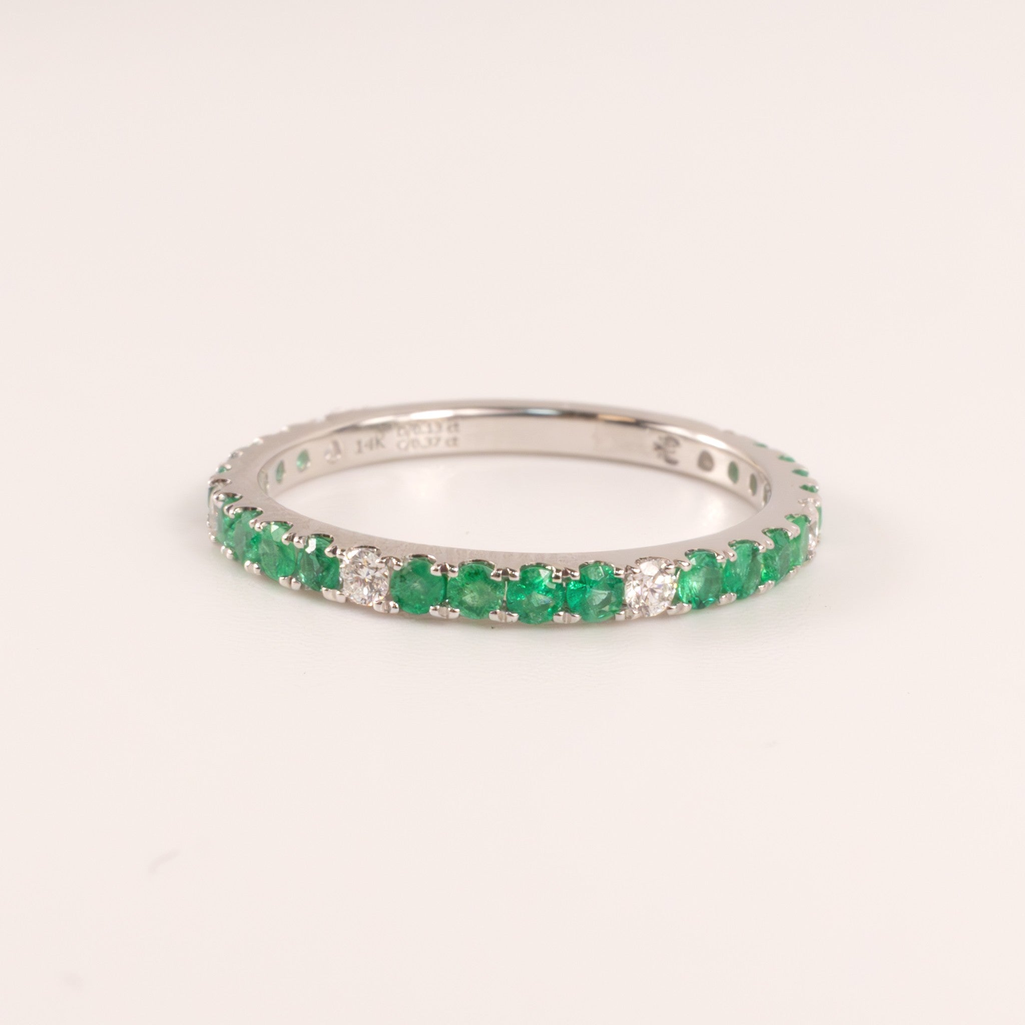 14KWG Emerald 0.37cttw and Diamond 0.13cttw Band
