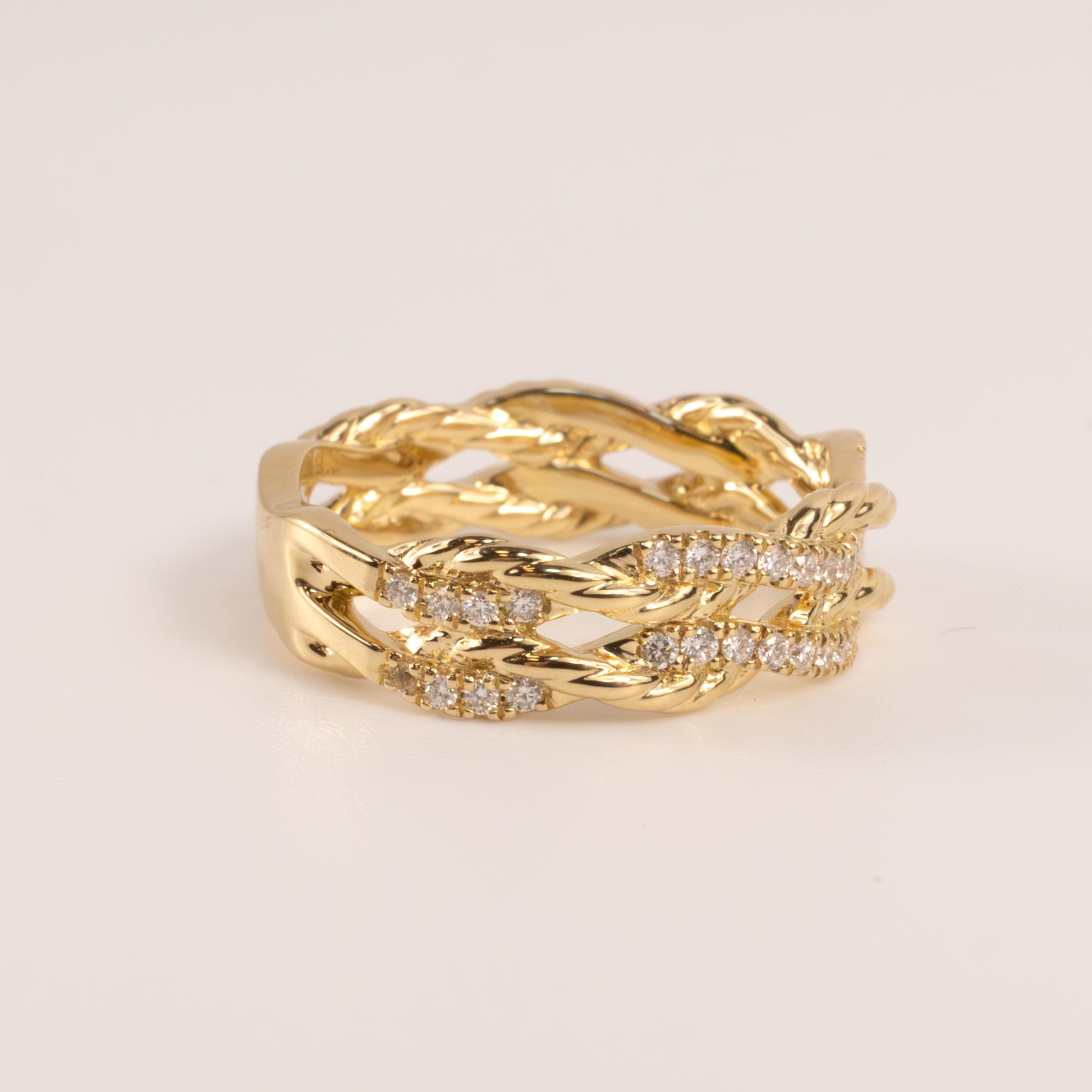 14KYG Diamond Double Twist Rope Ring