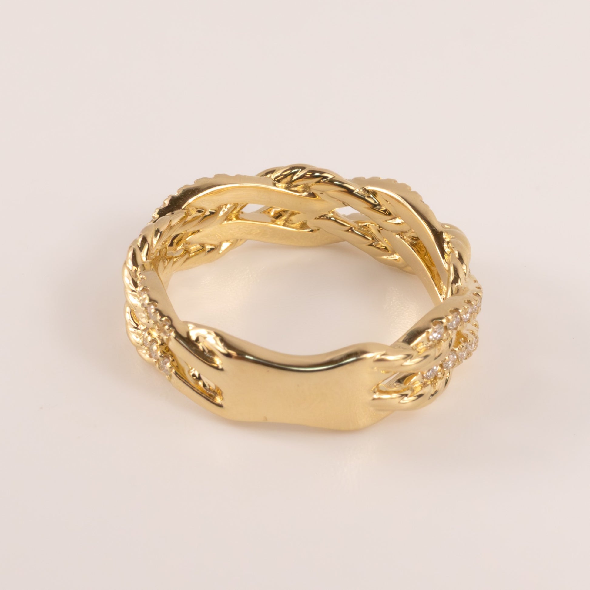 14KYG Diamond Double Twist Rope Ring