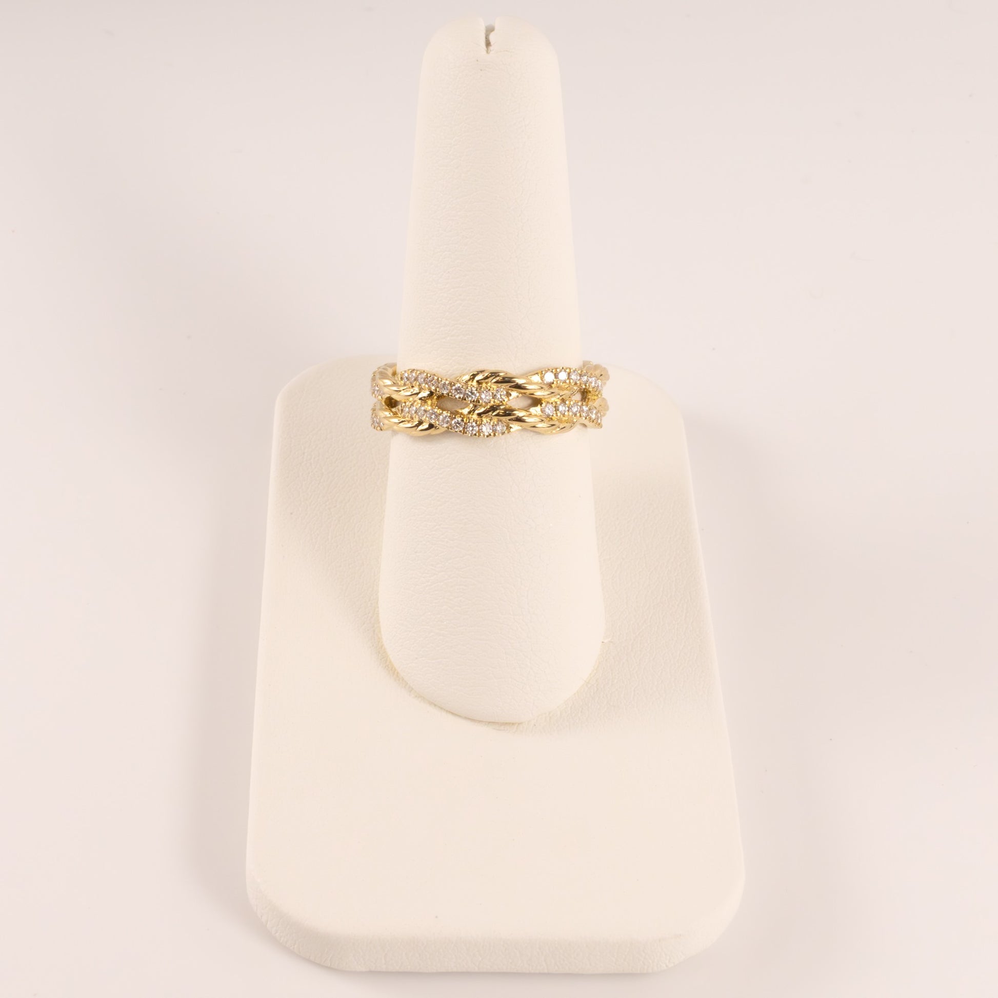 14KYG Diamond Double Twist Rope Ring