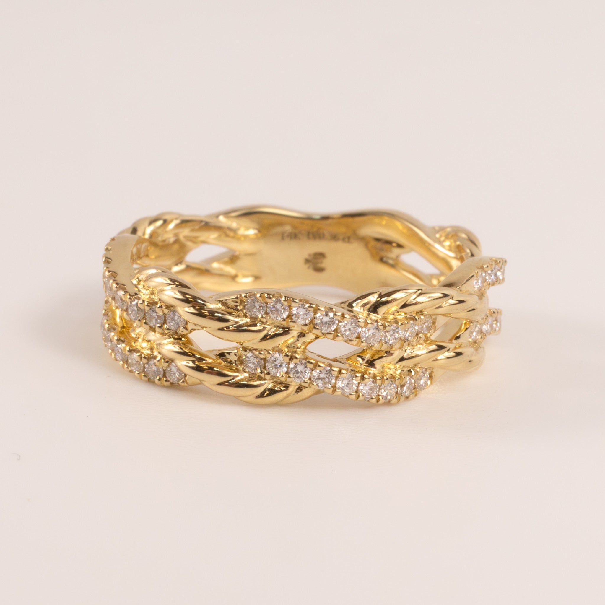 14KYG Diamond Double Twist Rope Ring