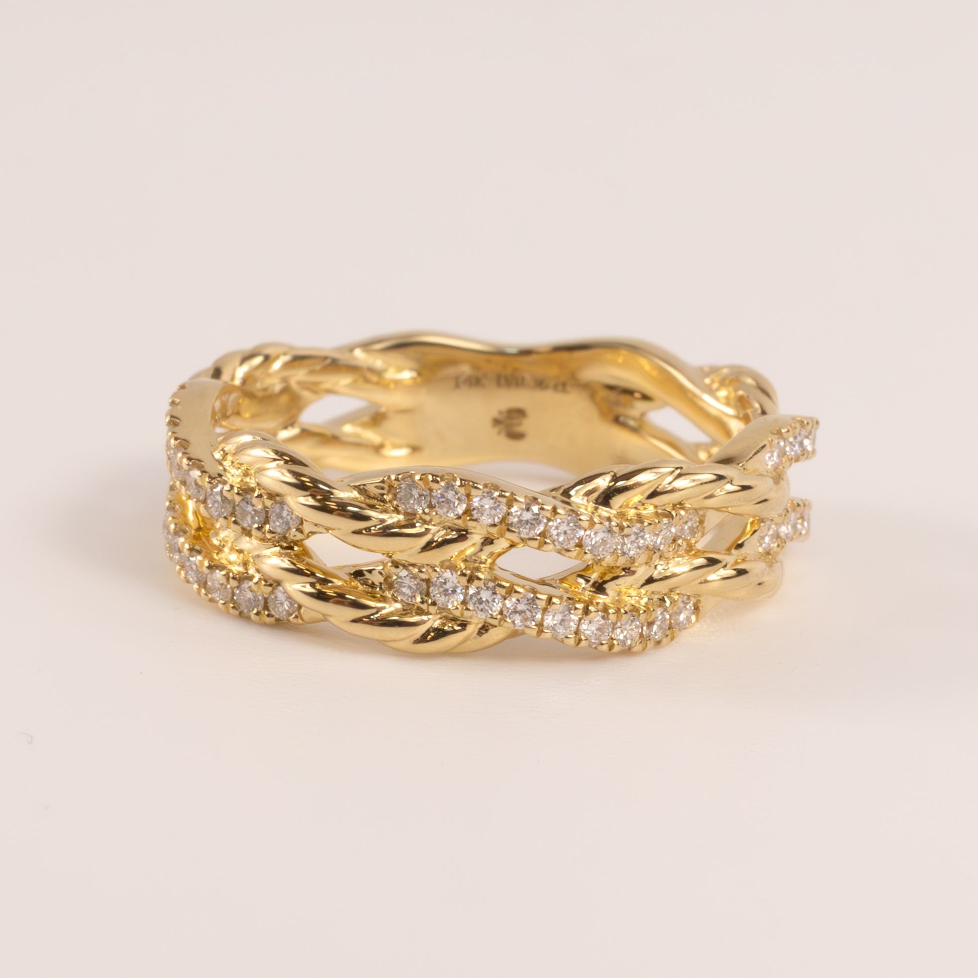 14KYG Diamond Double Twist Rope Ring