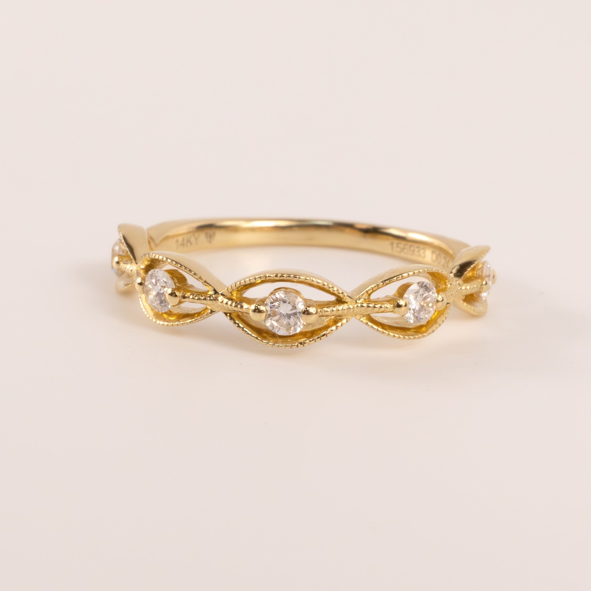 14KYG Diamond Five Stone Stackable Band
