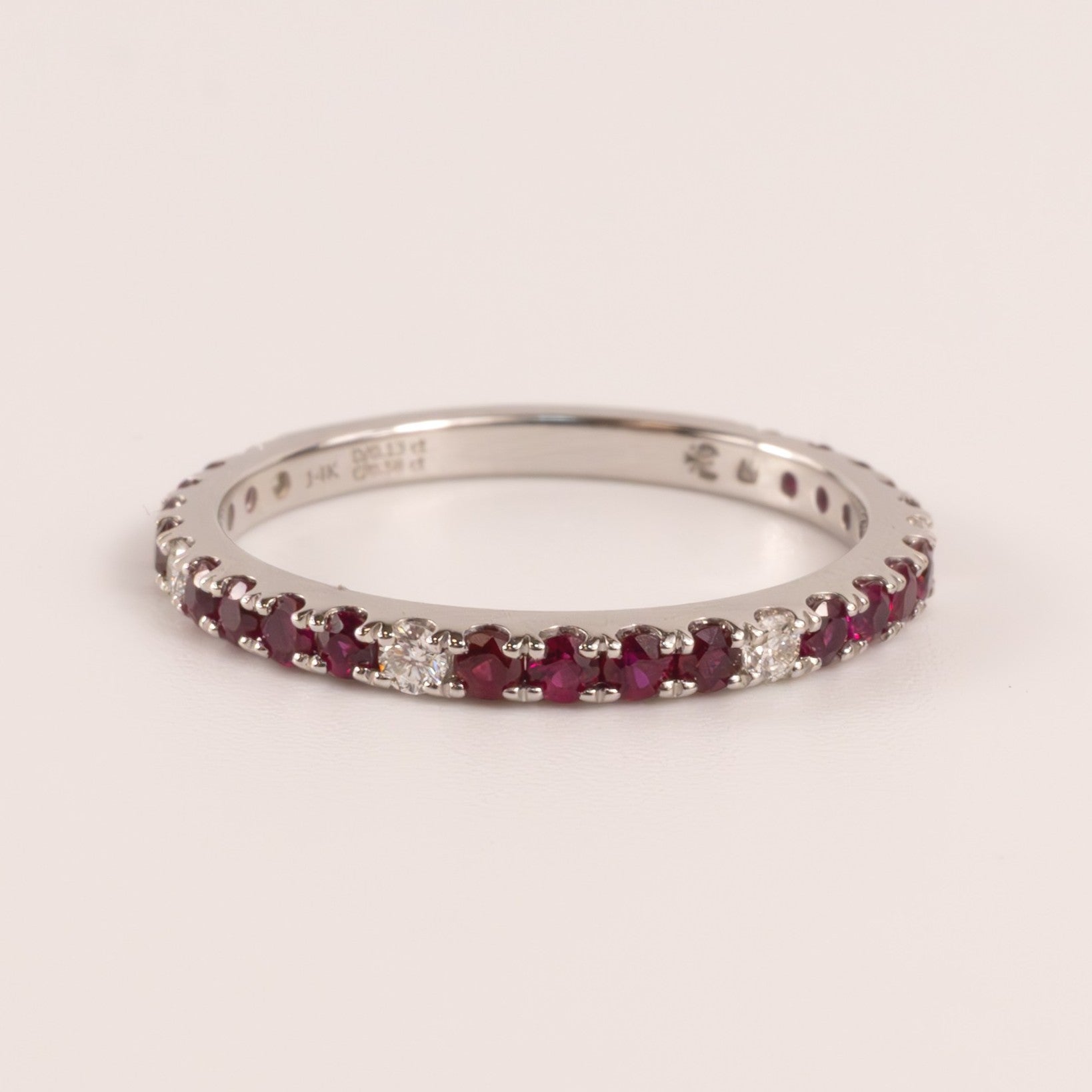 14KWG Ruby 0.58cttw and Diamond 0.14cttw Band