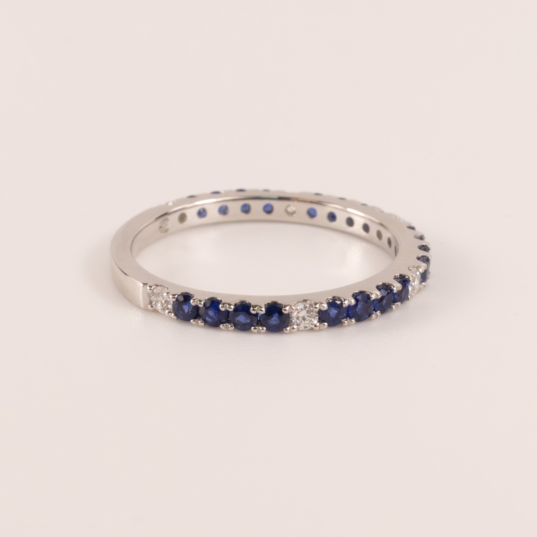 14KWG Sapphire 0.59cttw and Diamond 0.13cttw Band
