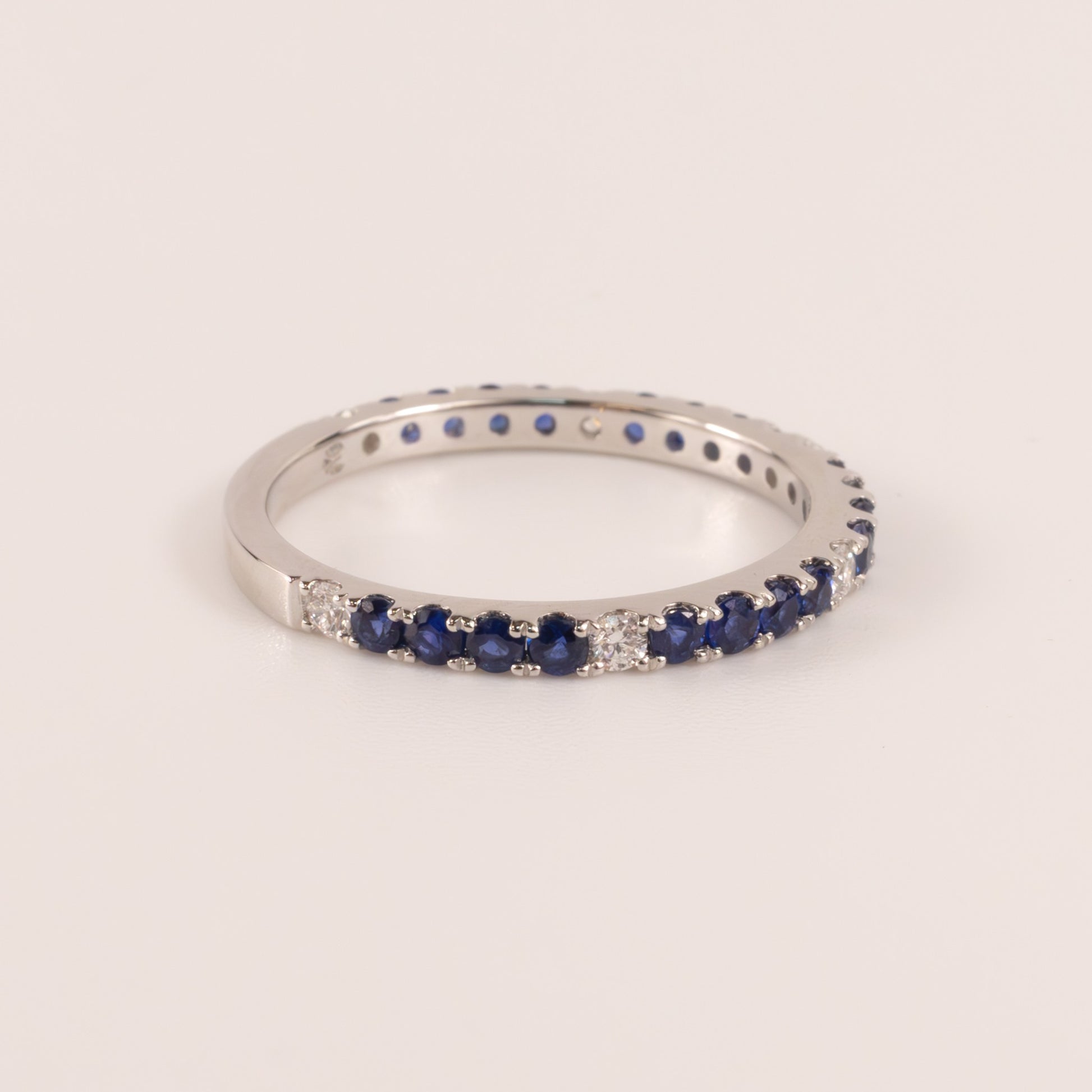 14KWG Sapphire 0.59cttw and Diamond 0.13cttw Band