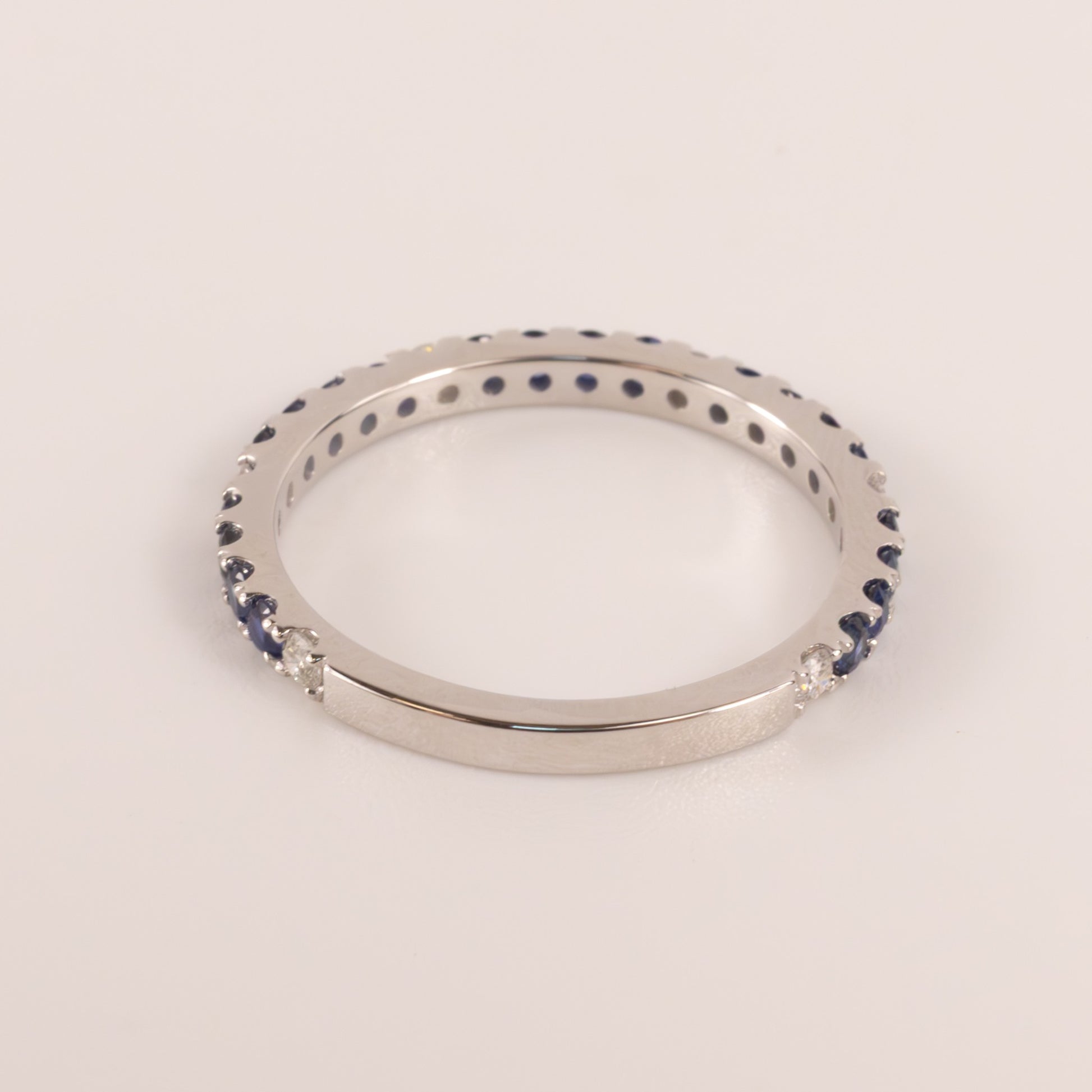 14KWG Sapphire 0.59cttw and Diamond 0.13cttw Band