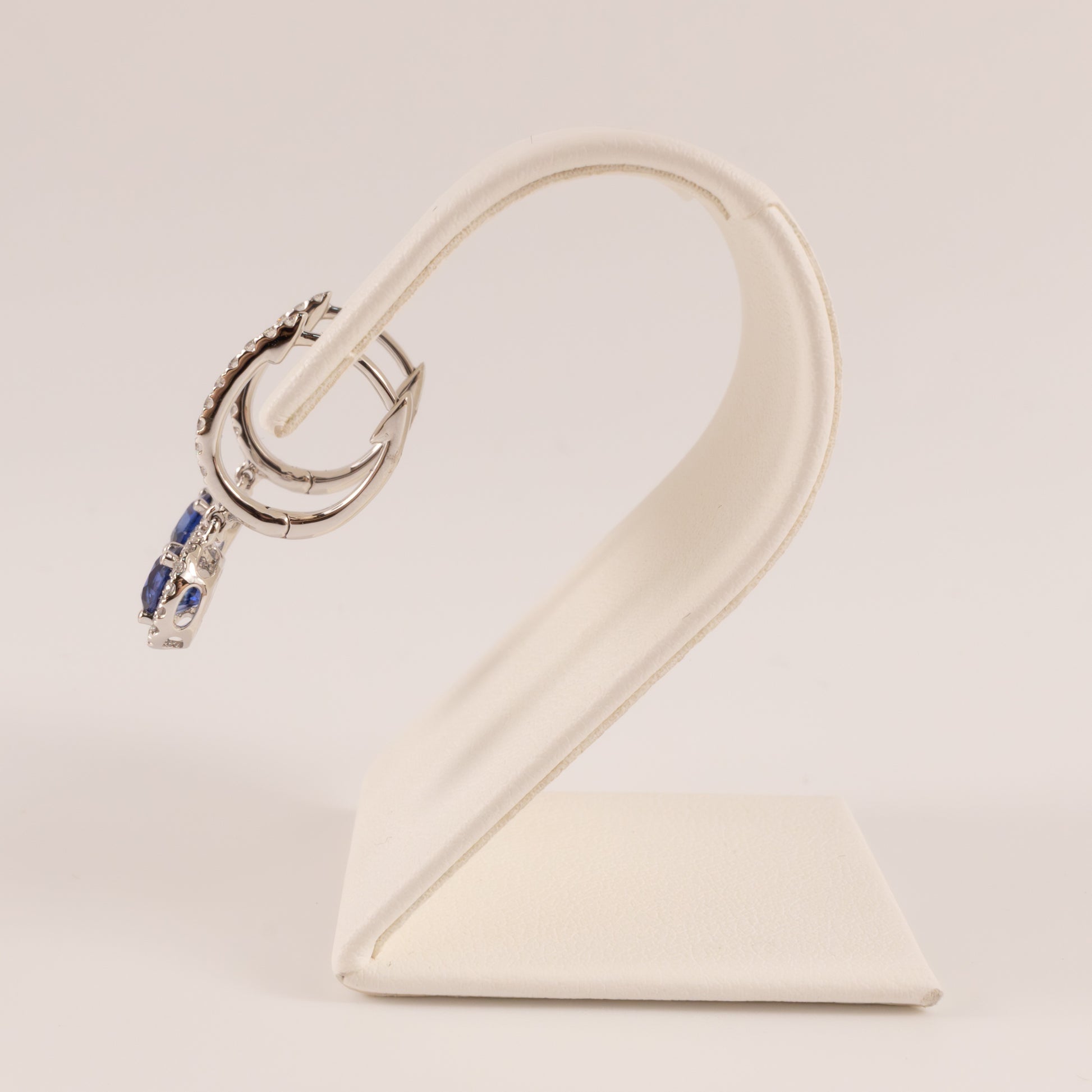 14KWG Blue Sapphire and Diamond Drop Earrings