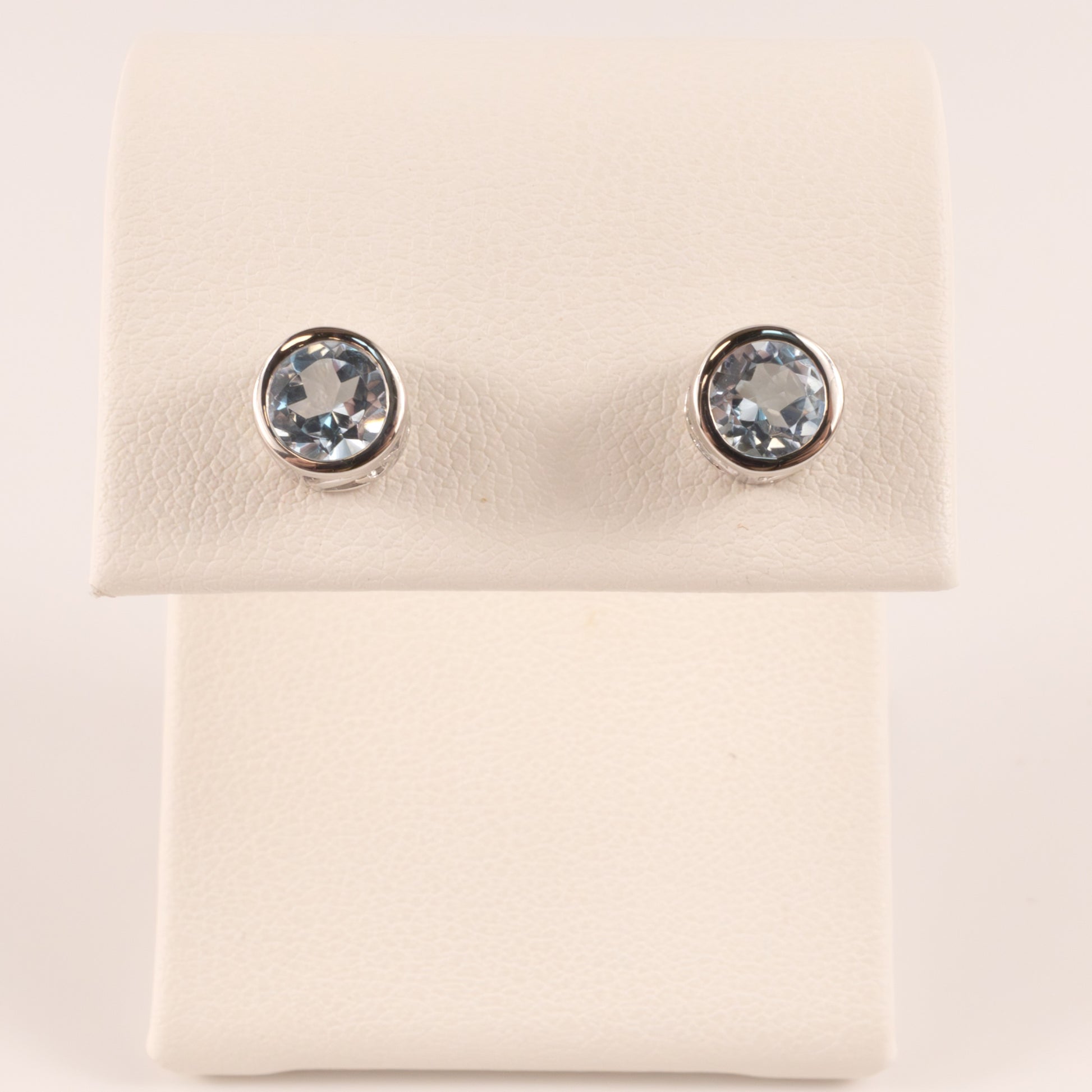 Sterling Silver Sky Blue Topaz Bezel Set Stud Earrings