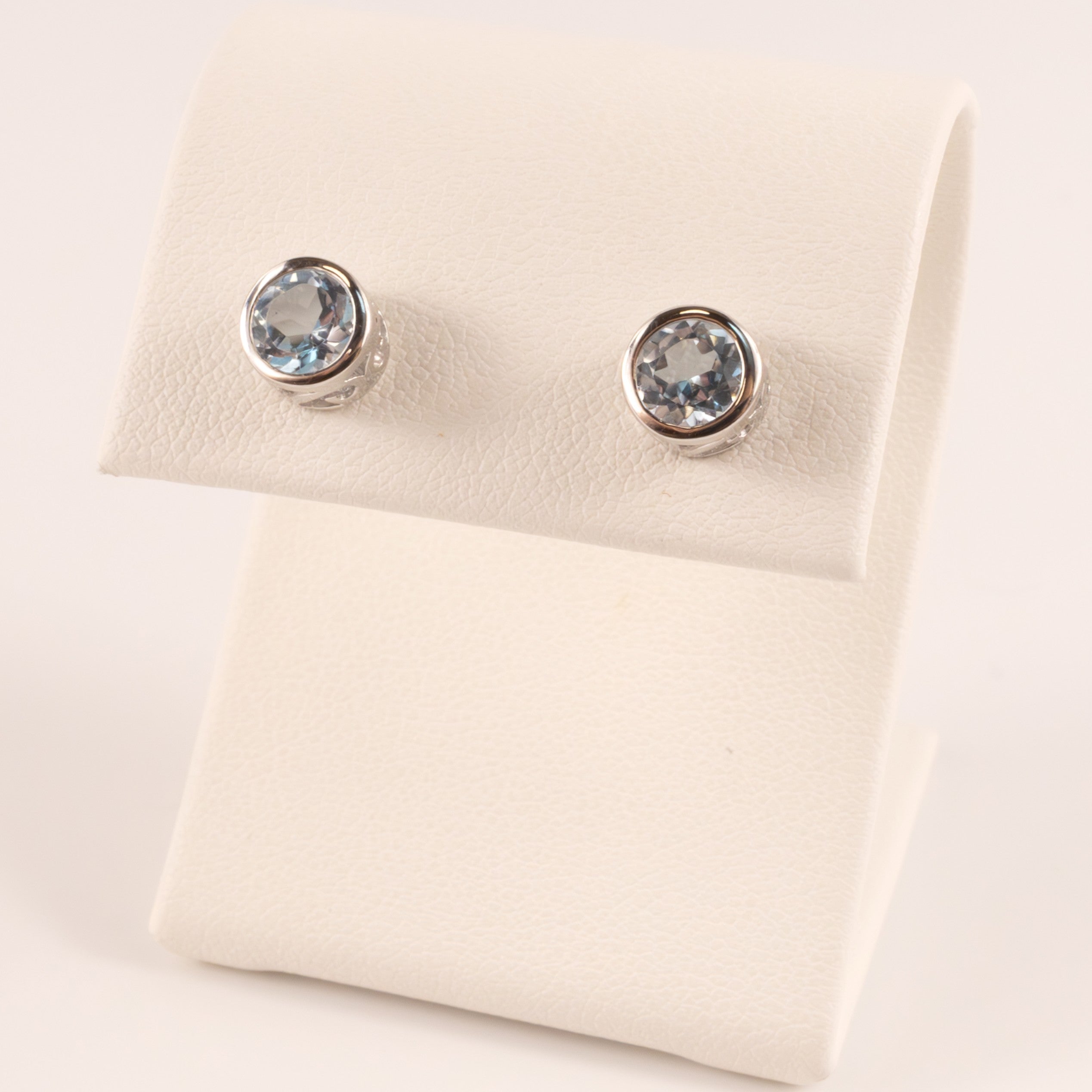 Sterling Silver Sky Blue Topaz Bezel Set Stud Earrings